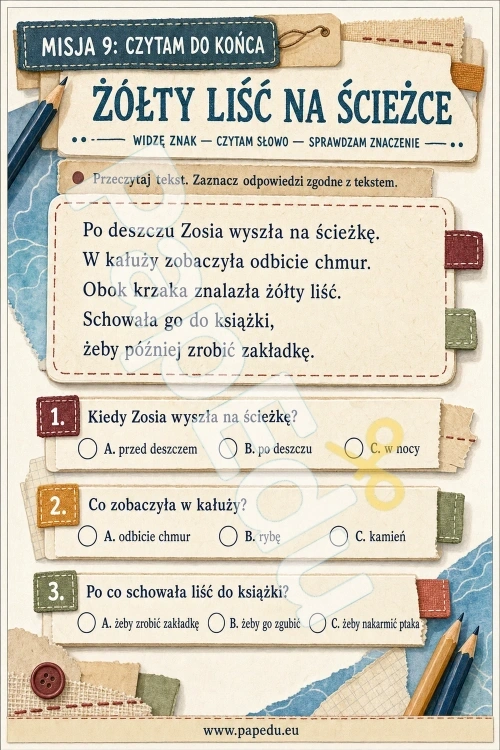 Nauka czytania Pakiet 1 – dla dzieci 7–8 lat – 12 zestawów PDF do druku
