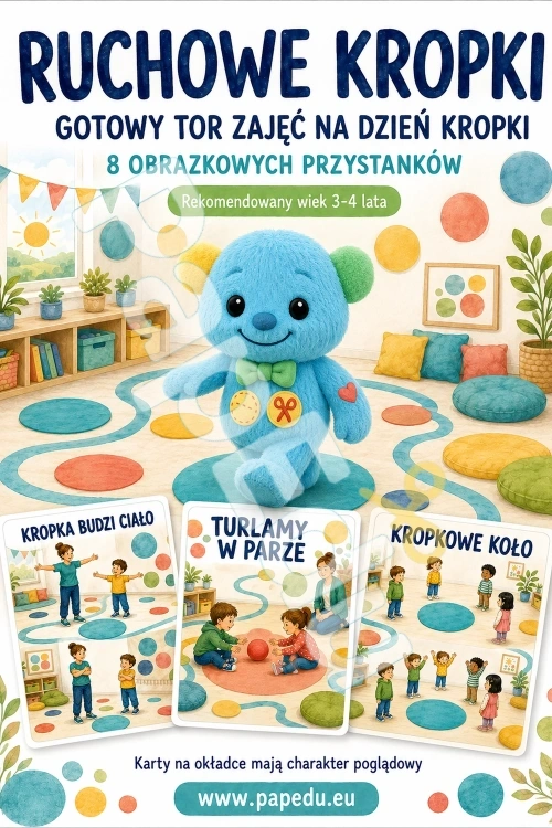 Ruchowe kropki - gotowy tor zajęć na Dzień Kropki - PDF do druku 3-4 lata 00401-ruchowe-kropki-gotowy-tor-zajec-1