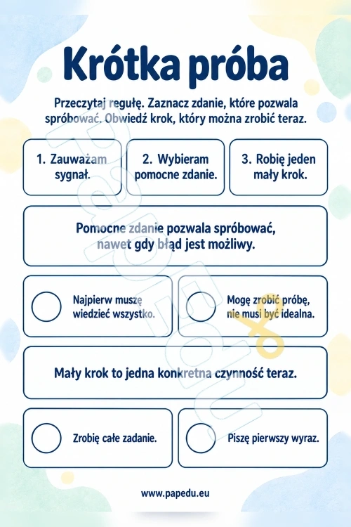 Odkładam rozpoczęcie, bo boję się błędu – pierwszy mały krok - PDF do druku 7–8 lat 00513-odkladam-rozpoczecie-bo-boje-sie-bledu-pierwszy-maly-krok-2