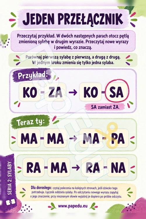 Sylabowe przełączniki — zmieniam jedną część łańcucha - PDF do druku 5–6 lat 00604-sylabowe-przelaczniki-zmieniam-jedna-czesc-lancucha-2