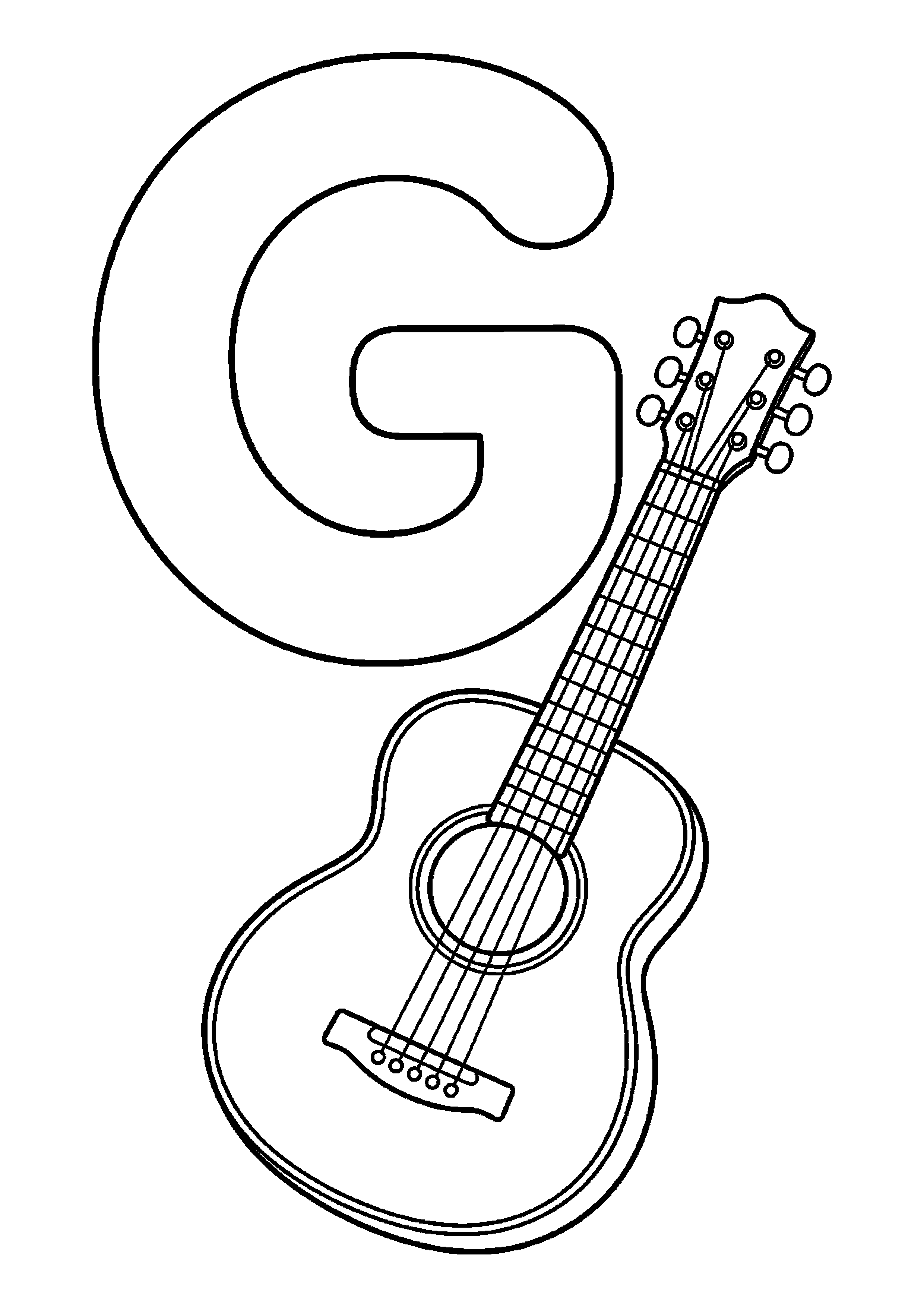 Litera g z gitarą w ciekawej scenerii