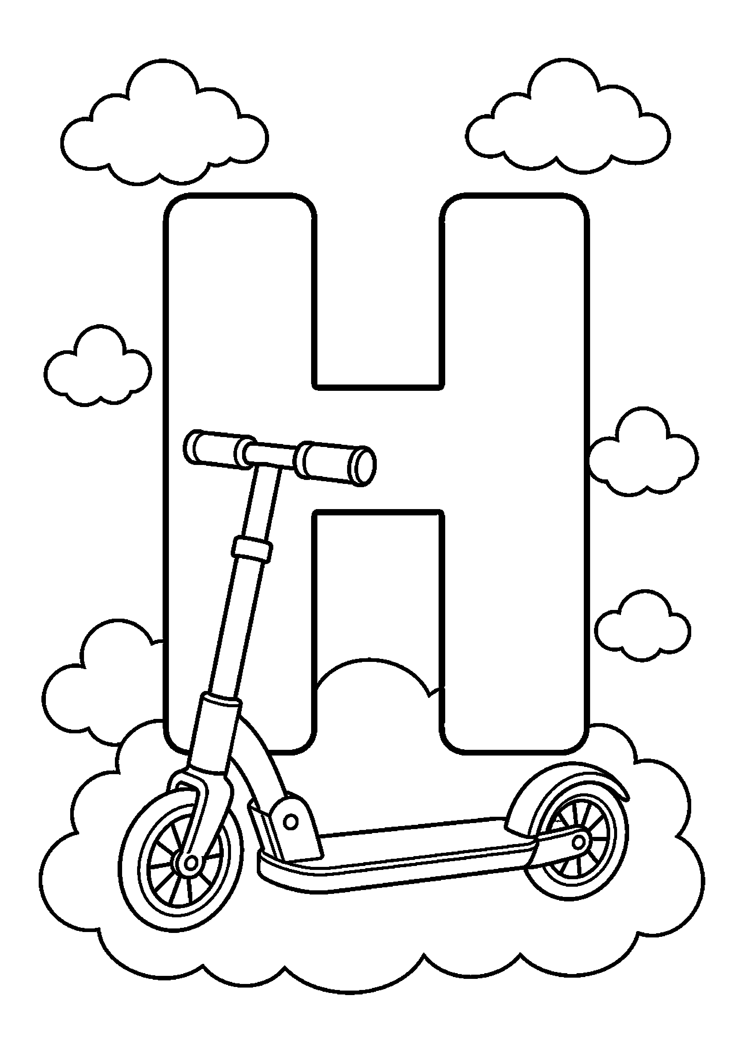Litera h z hulajnogą – zachęca do nauki