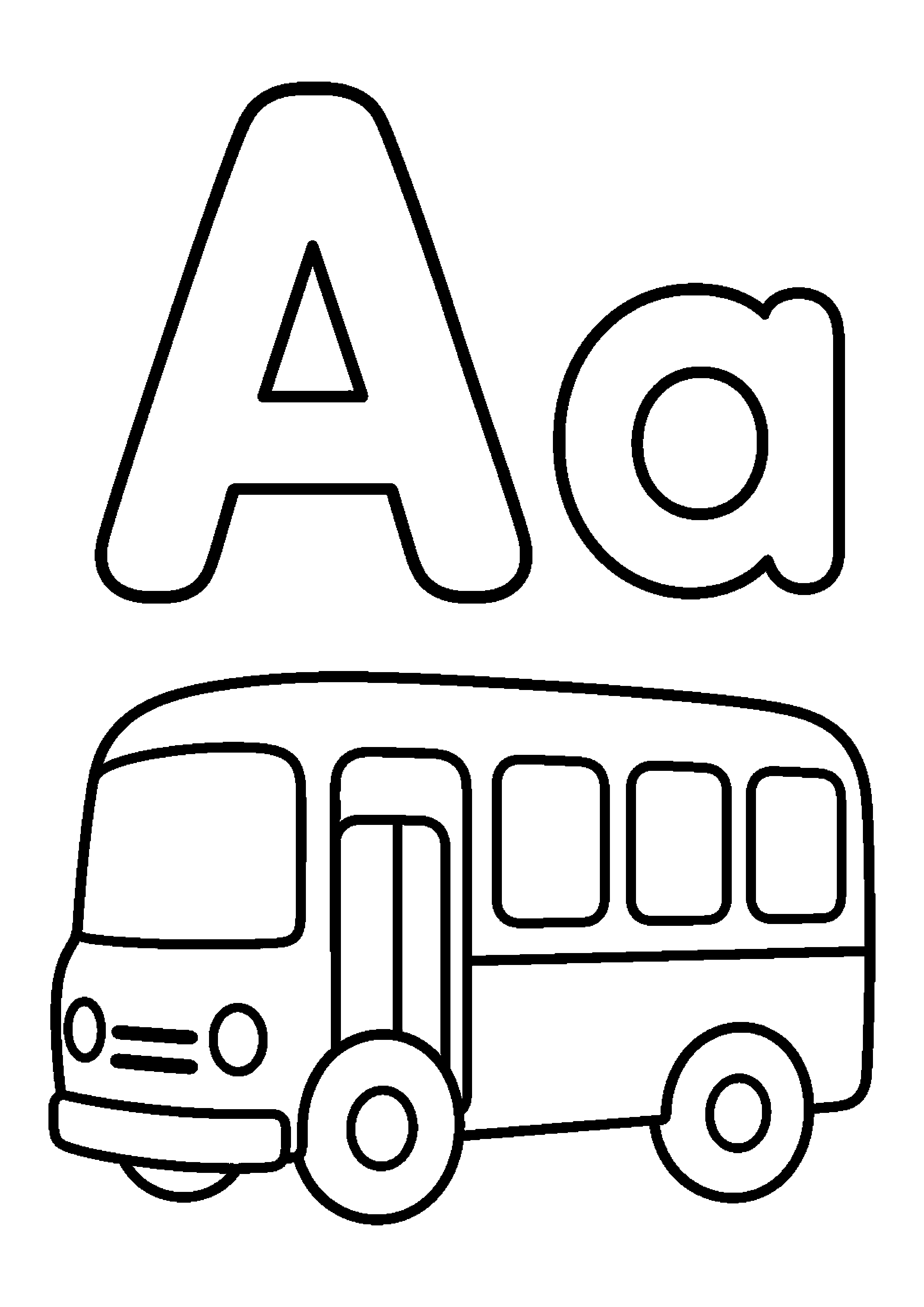 Wielka i mała litera a z obrazkiem autobus