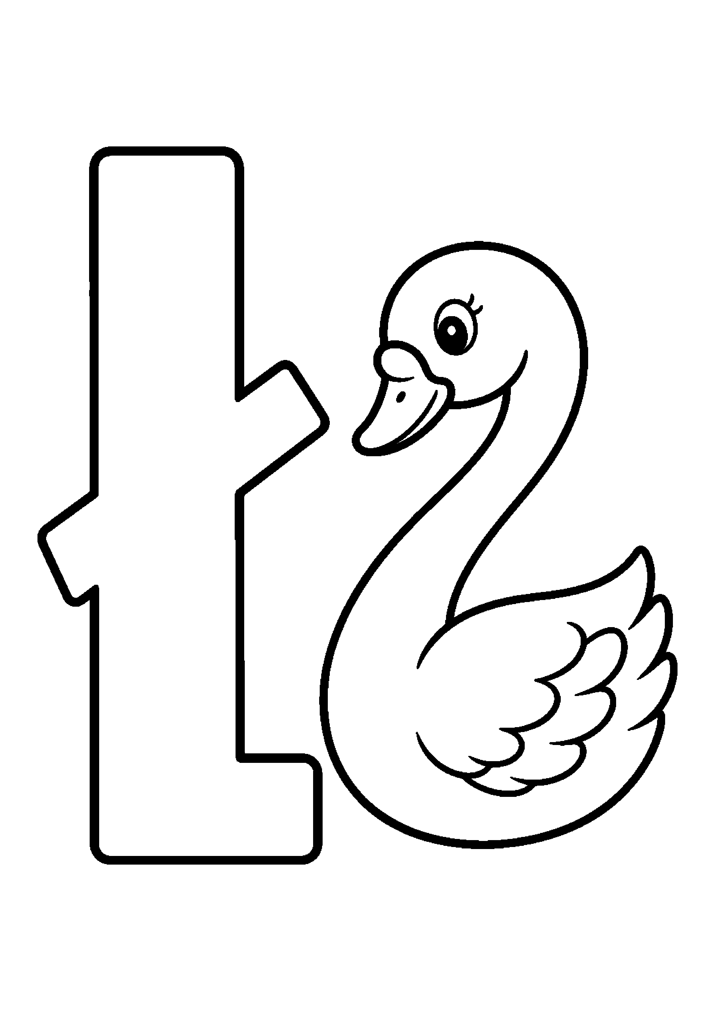 Łabędź obok litery ł