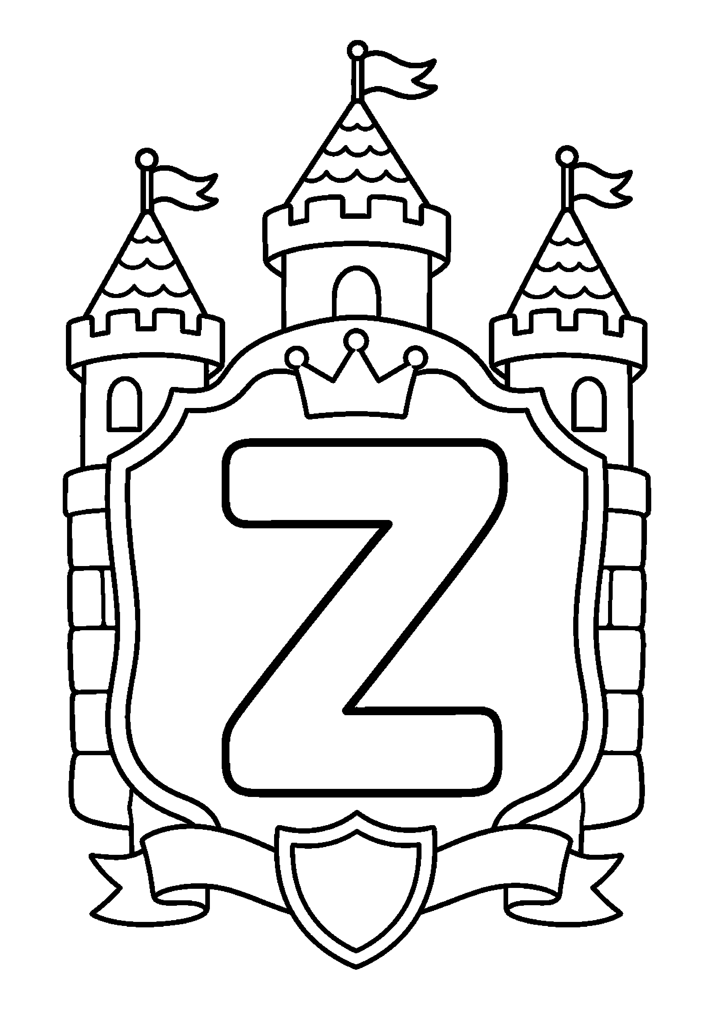 Litera z w ramce z motywem zamek