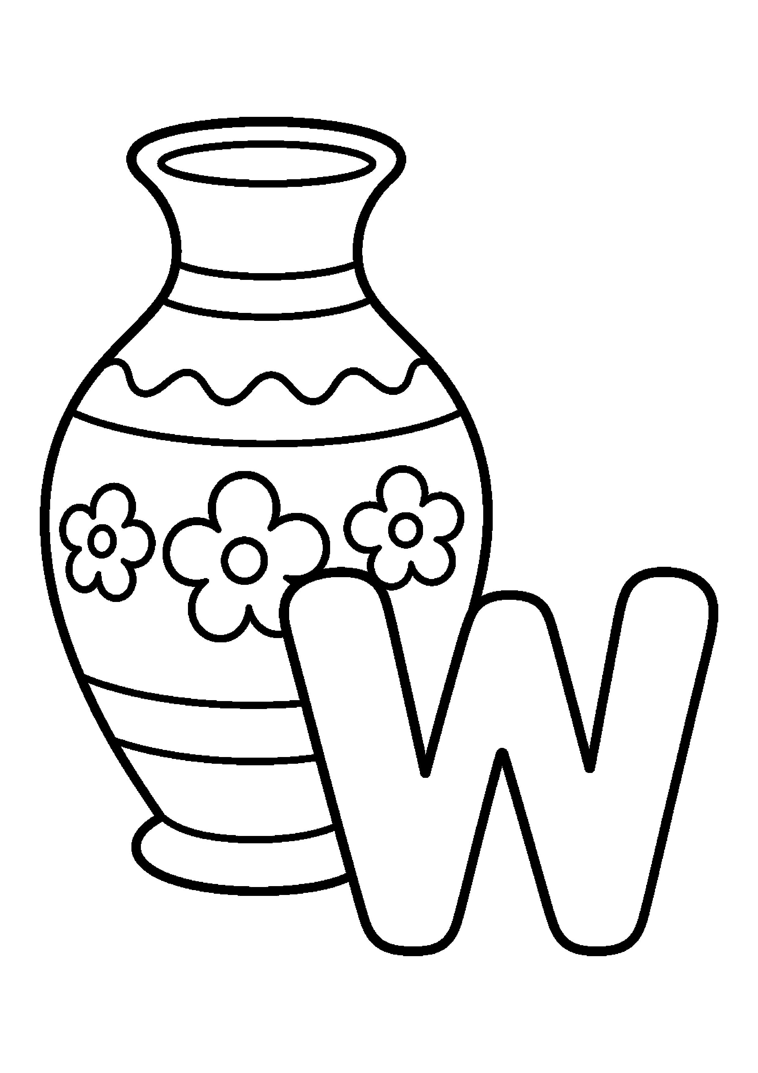 Wazon obok litery w