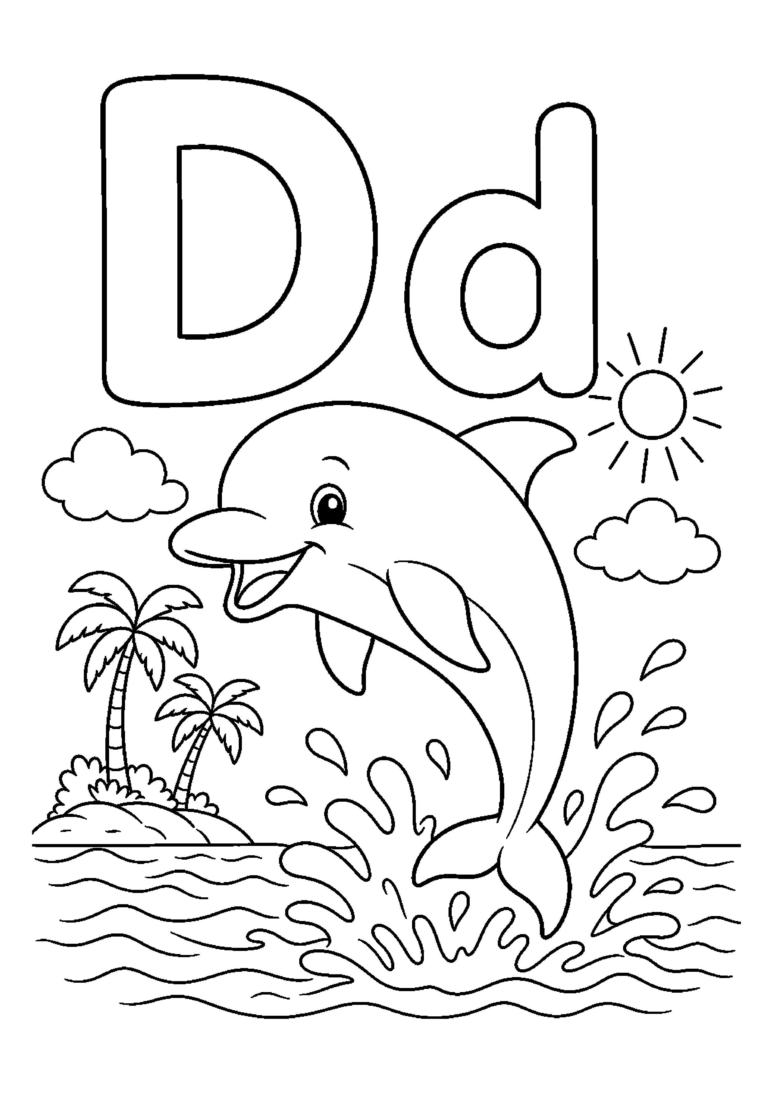 Wielka i mała litera d z obrazkiem delfin