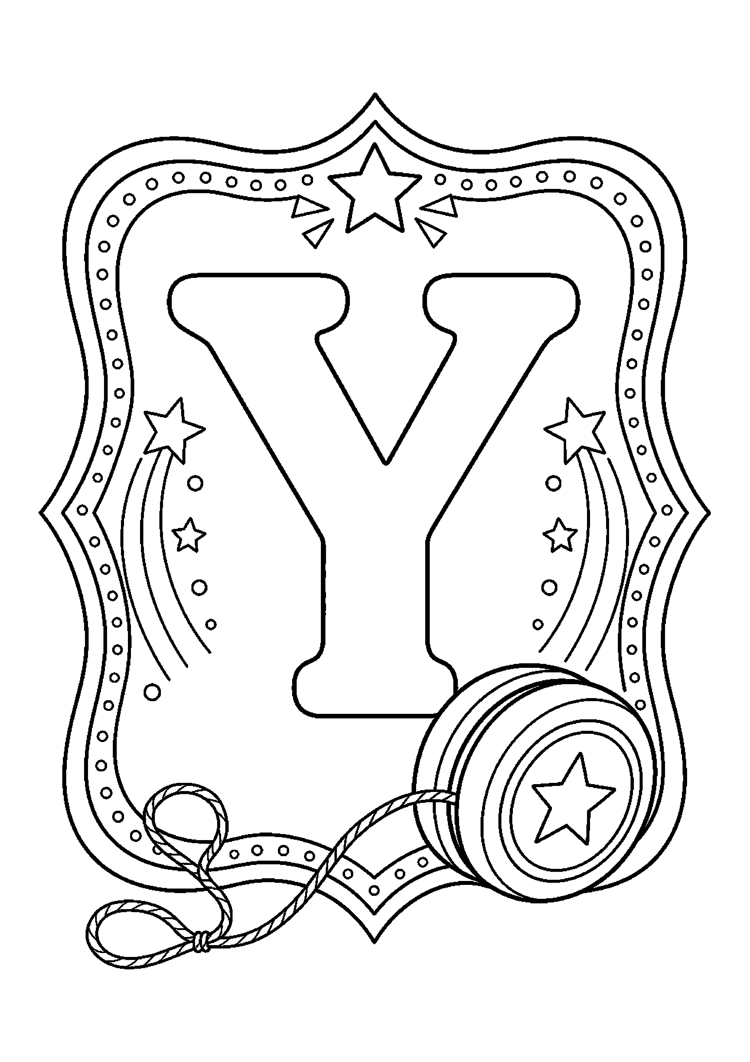 Litera y w ramce z motywem jo-jo typu yoyo