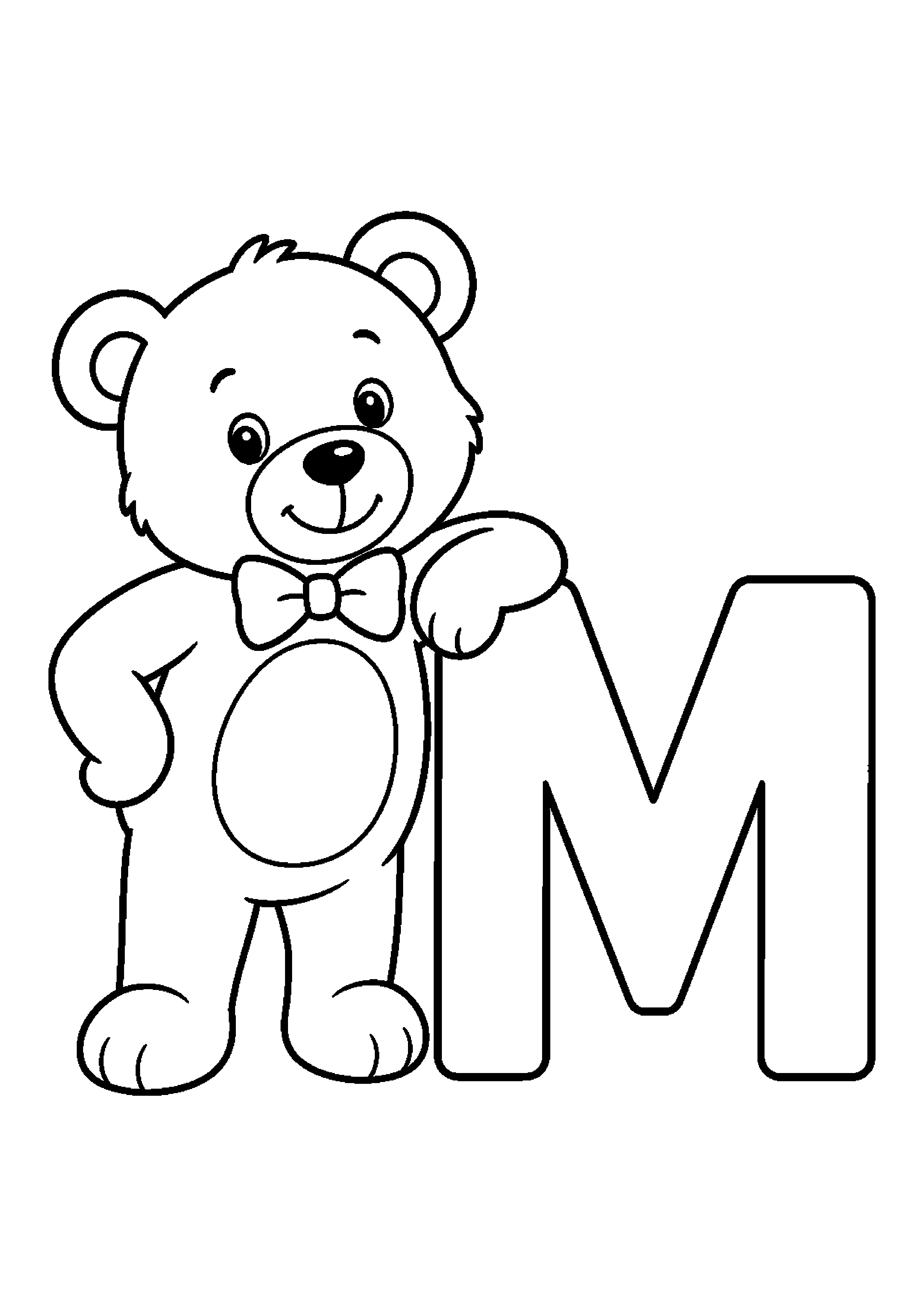 Miś obok litery m