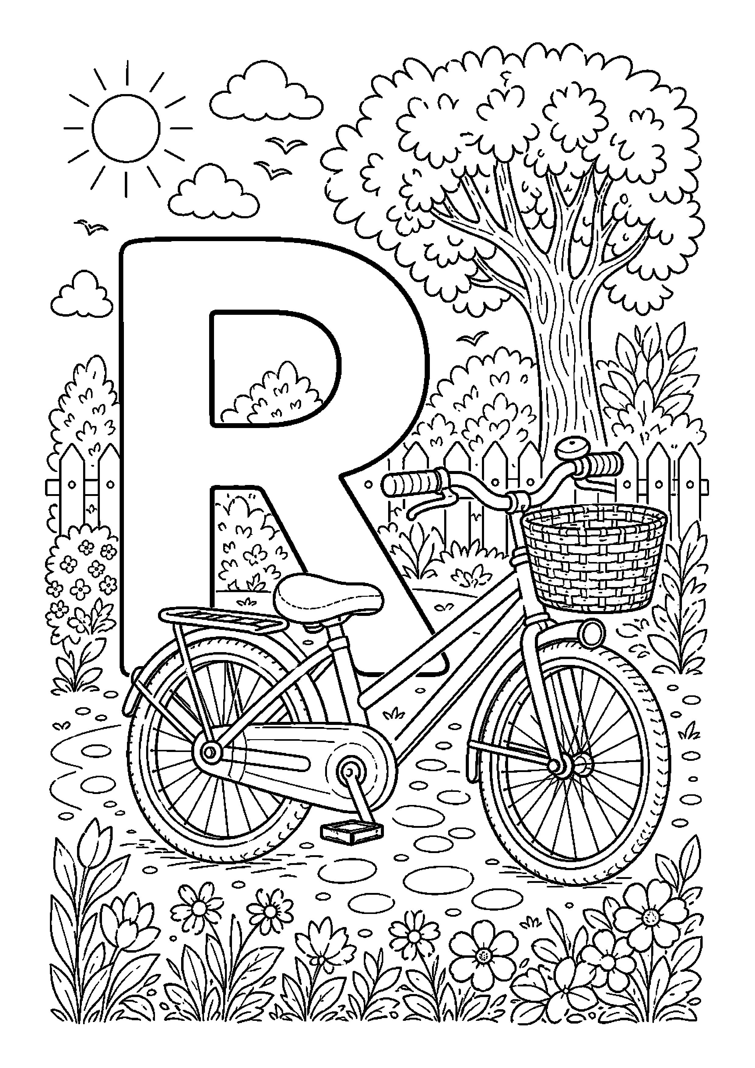Rower obok litery r