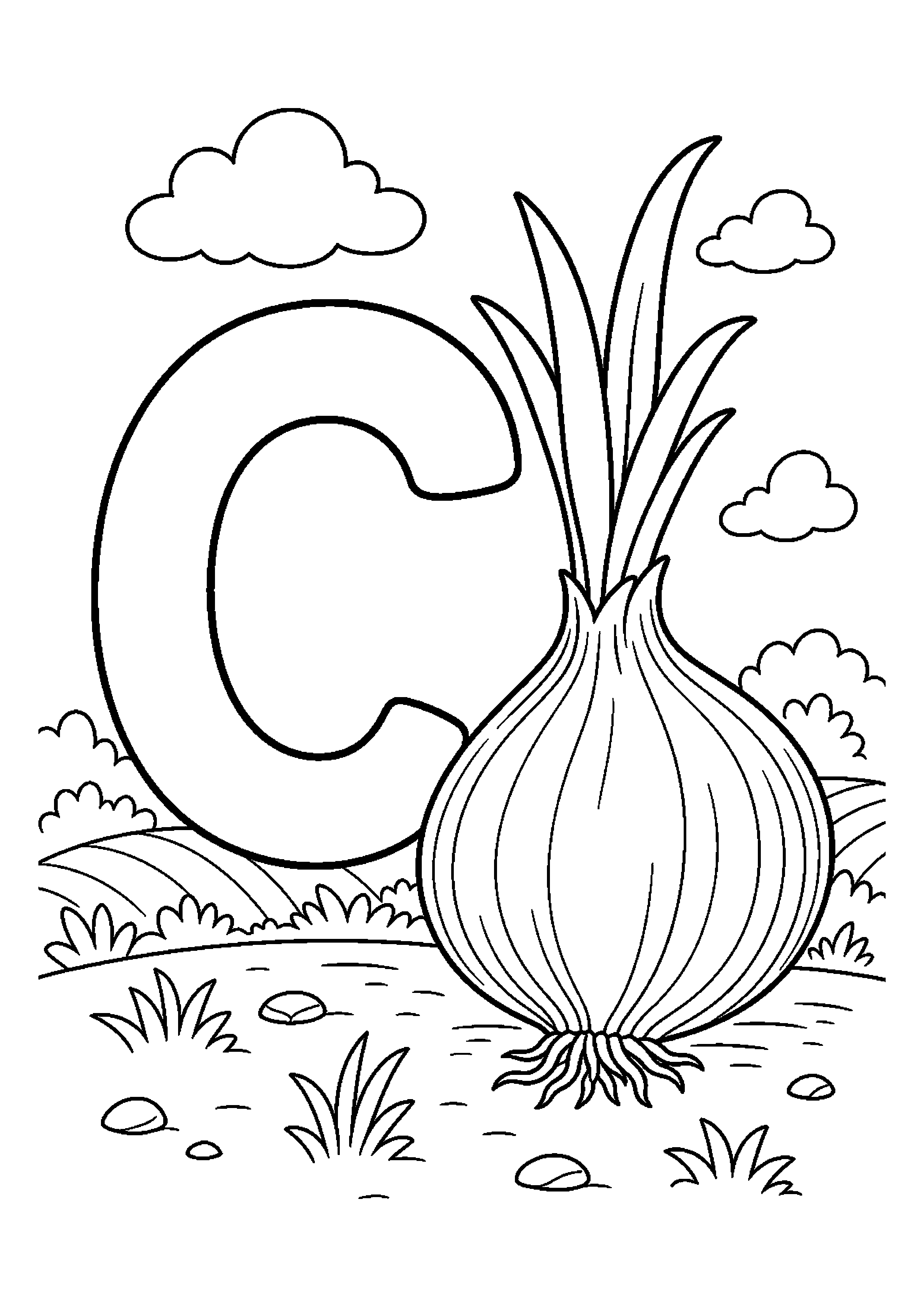 Cebula obok litery c