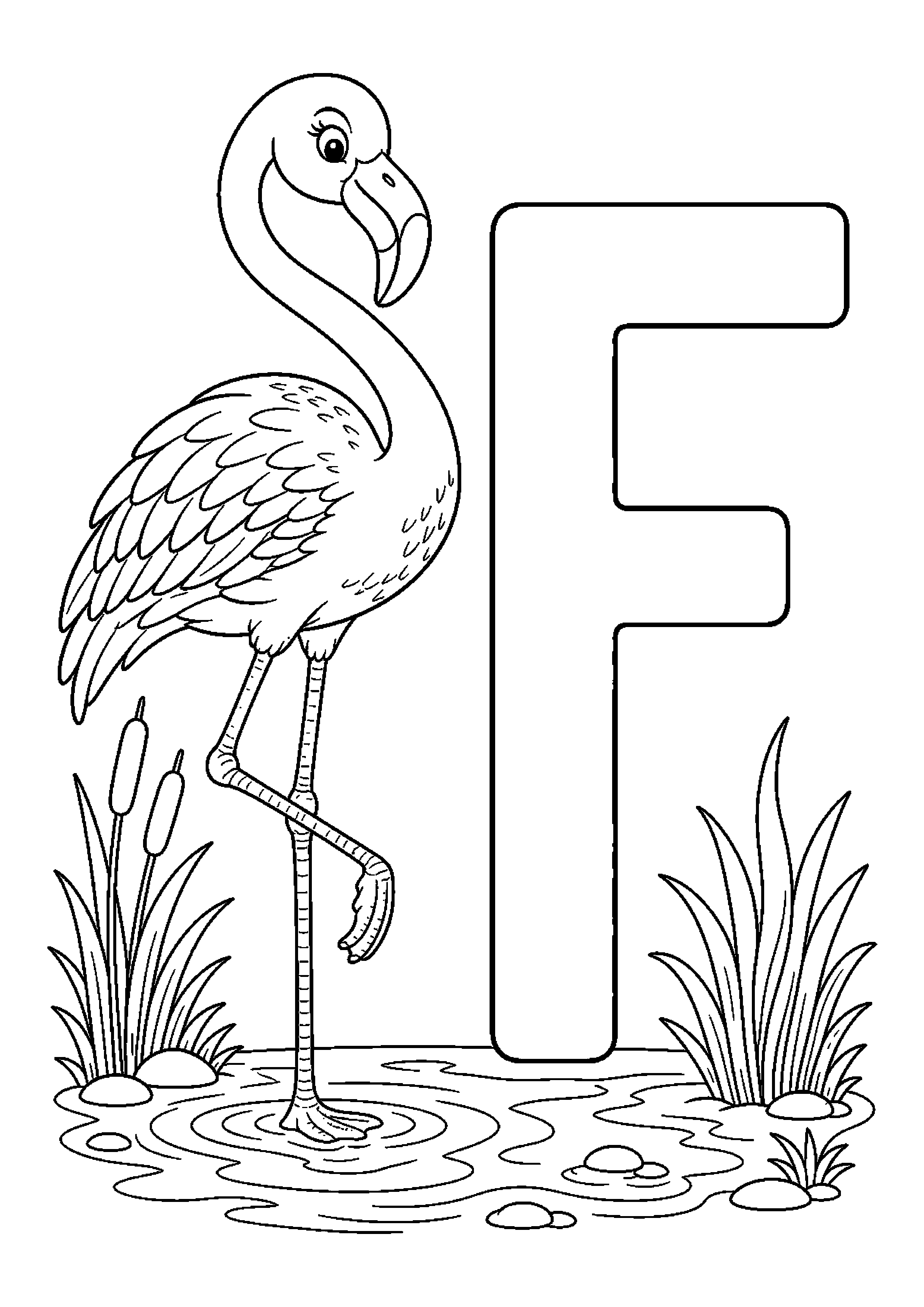 Flaming obok litery f