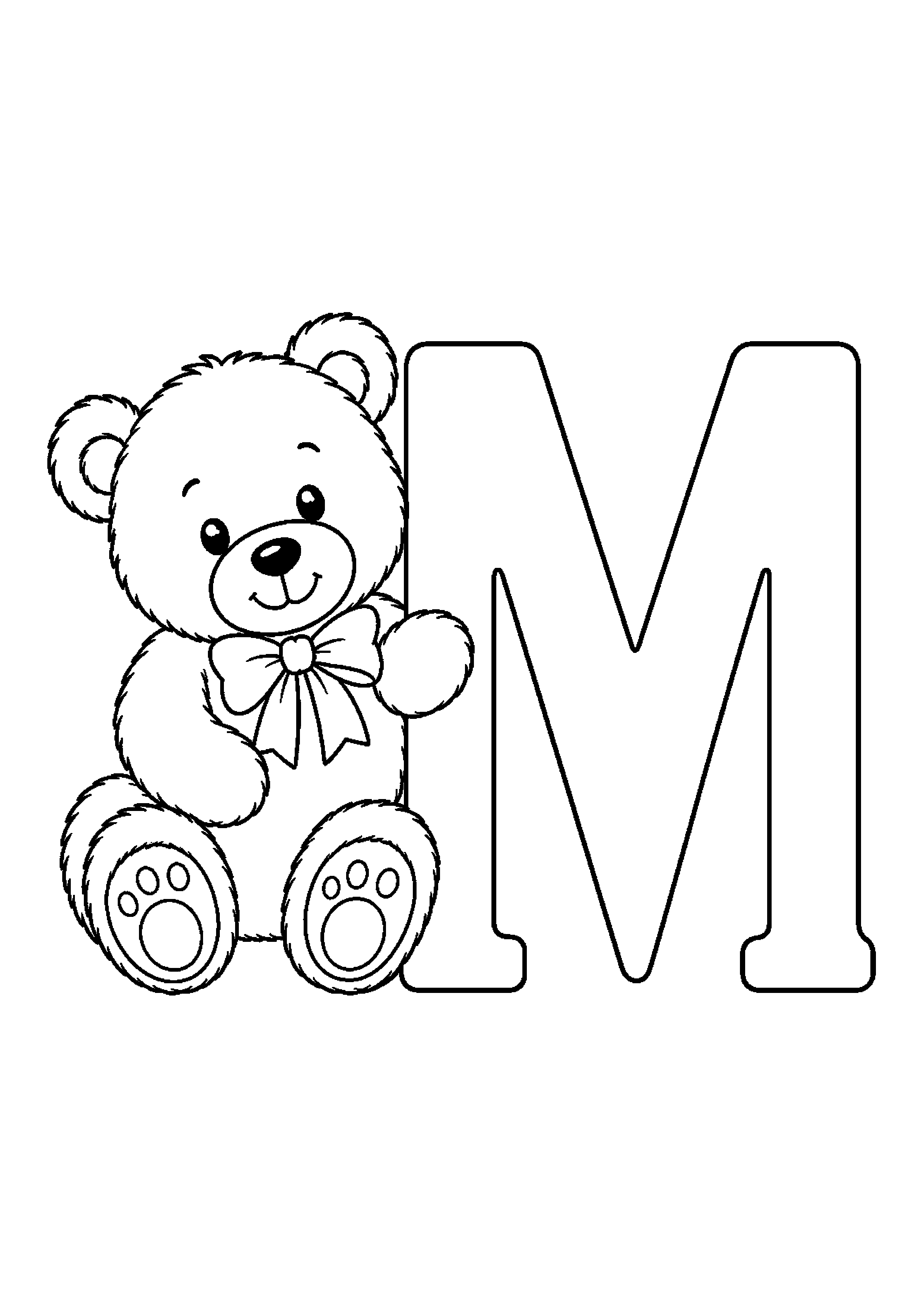 Litera m w ramce z motywem miś