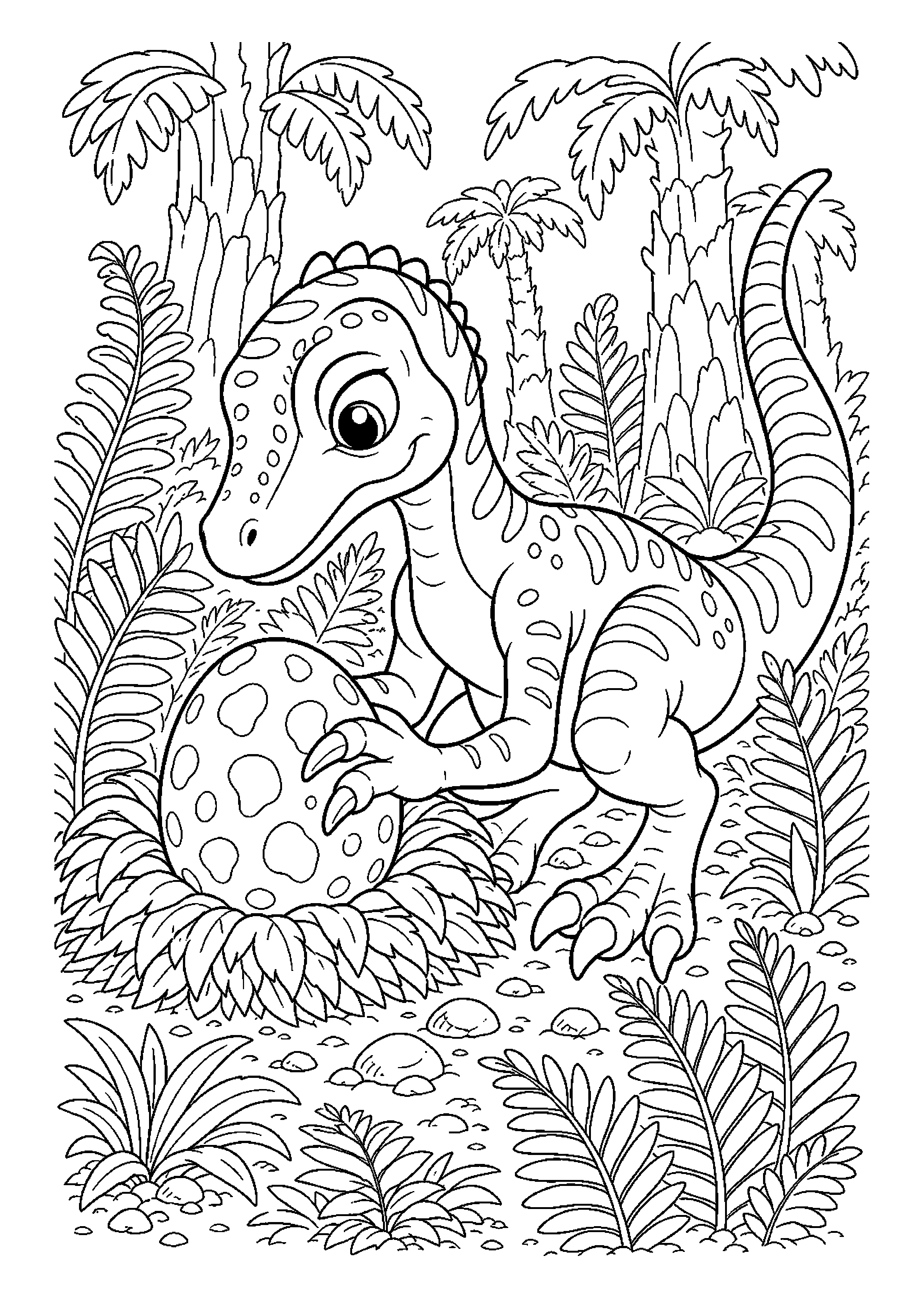 Welociraptor w prehistorycznym lesie