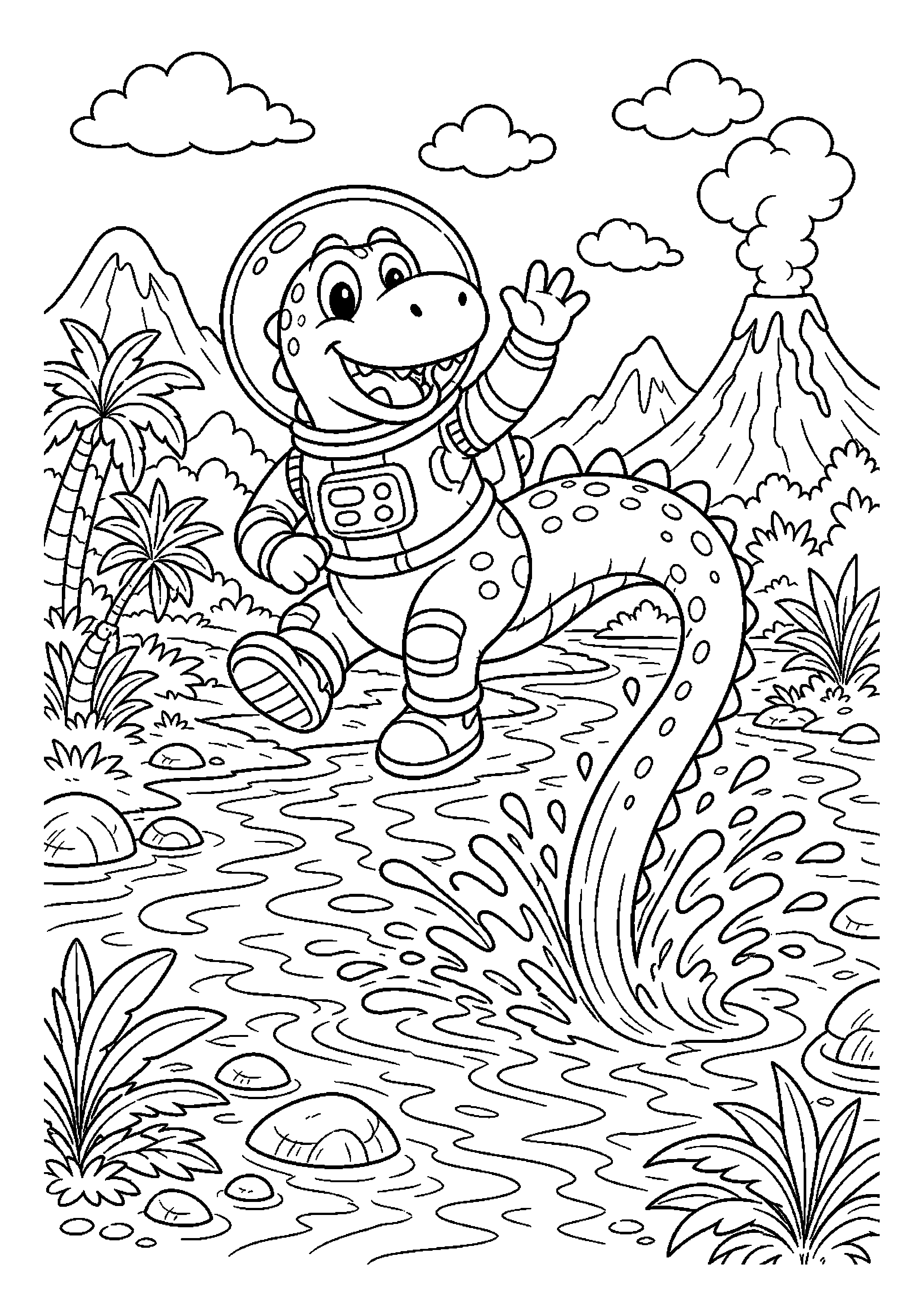 Dinozaur astronauta podczas niezwykłej przygody