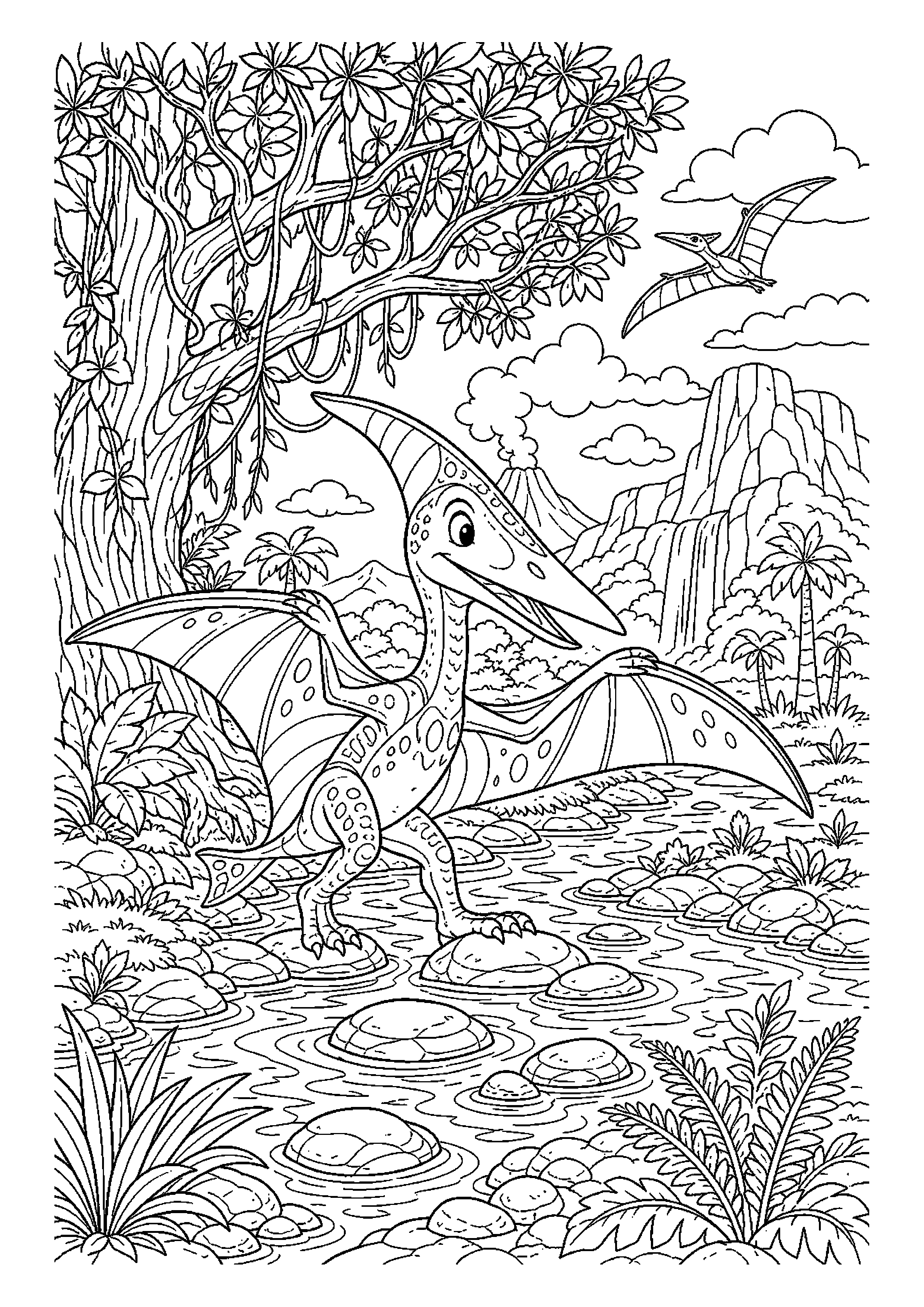 Pterodaktyl w ciekawej scenerii