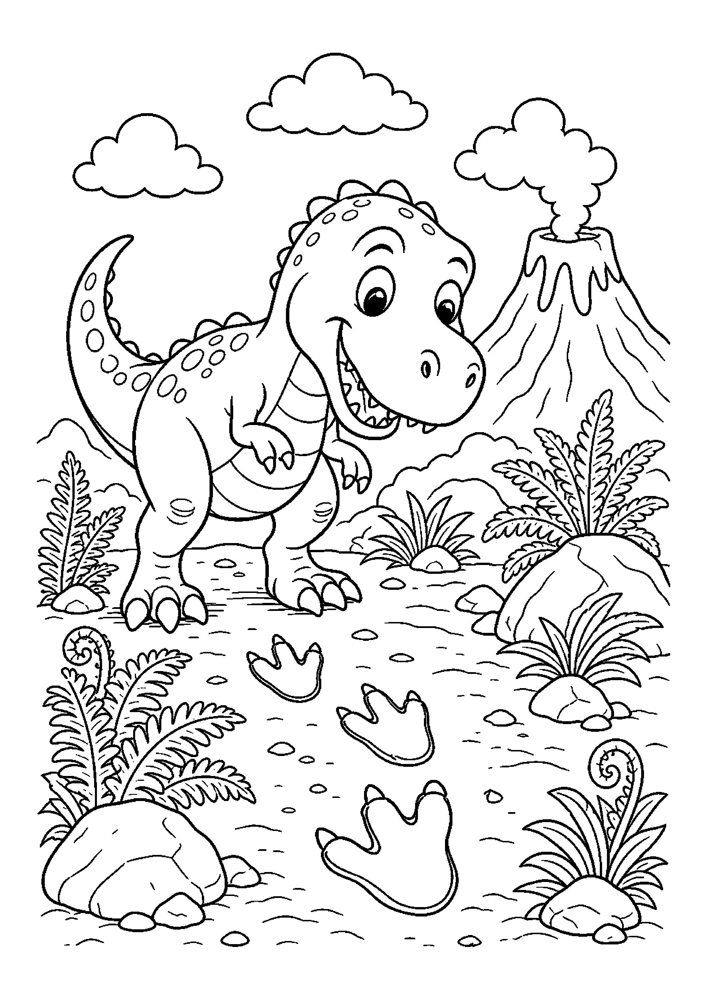 Tyranozaur przy wulkanie