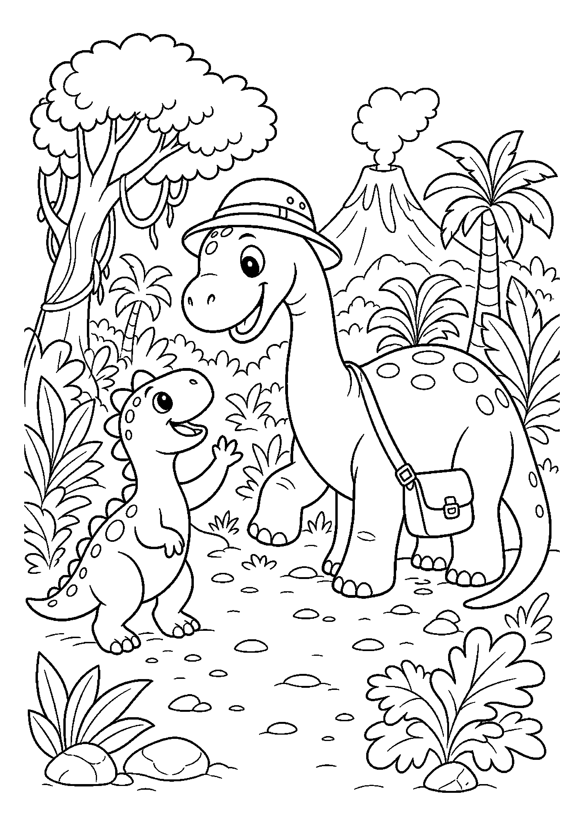 Dinozaur odkrywca w prehistorycznym lesie