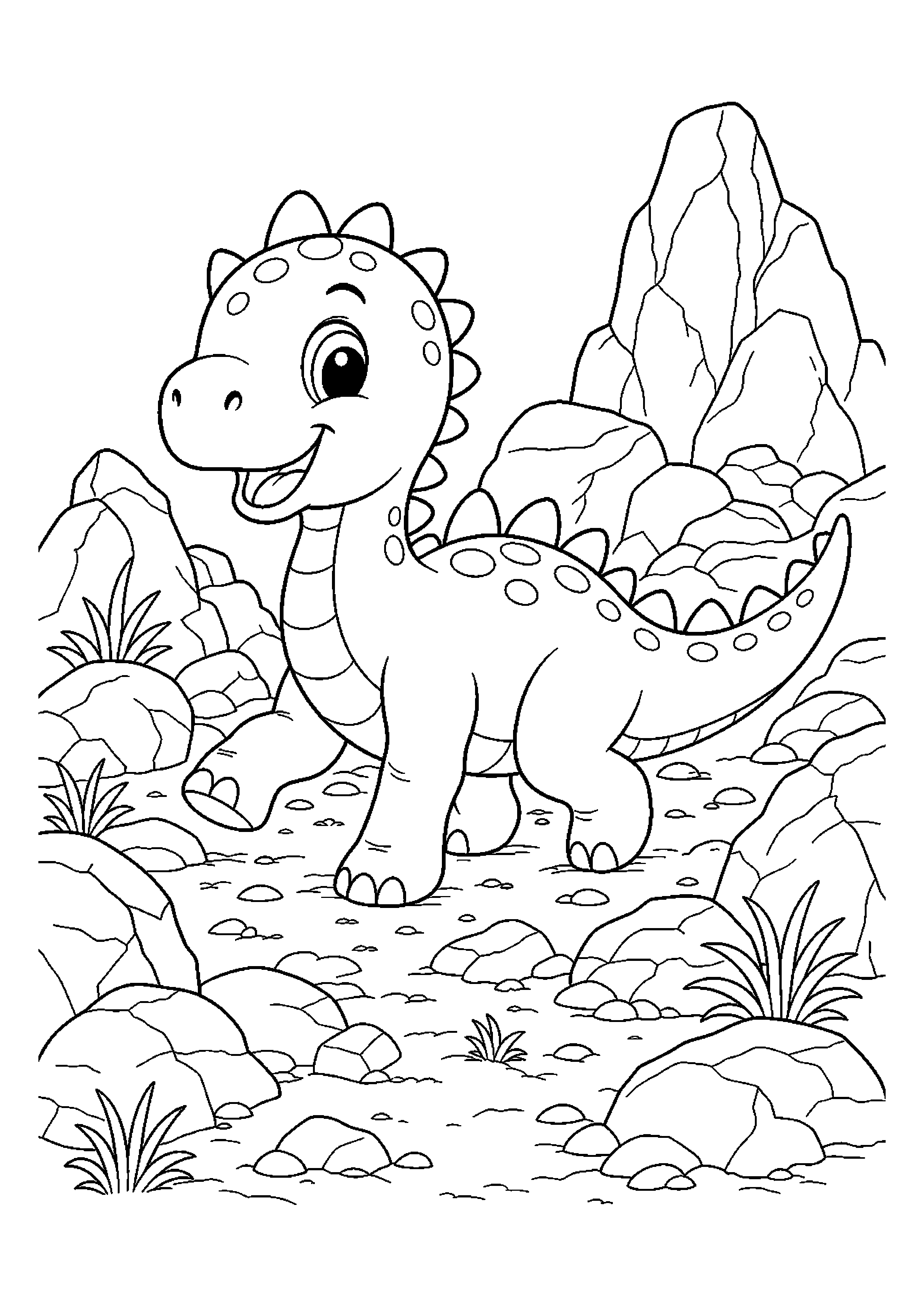 Mały dinozaur w ciekawej scenerii