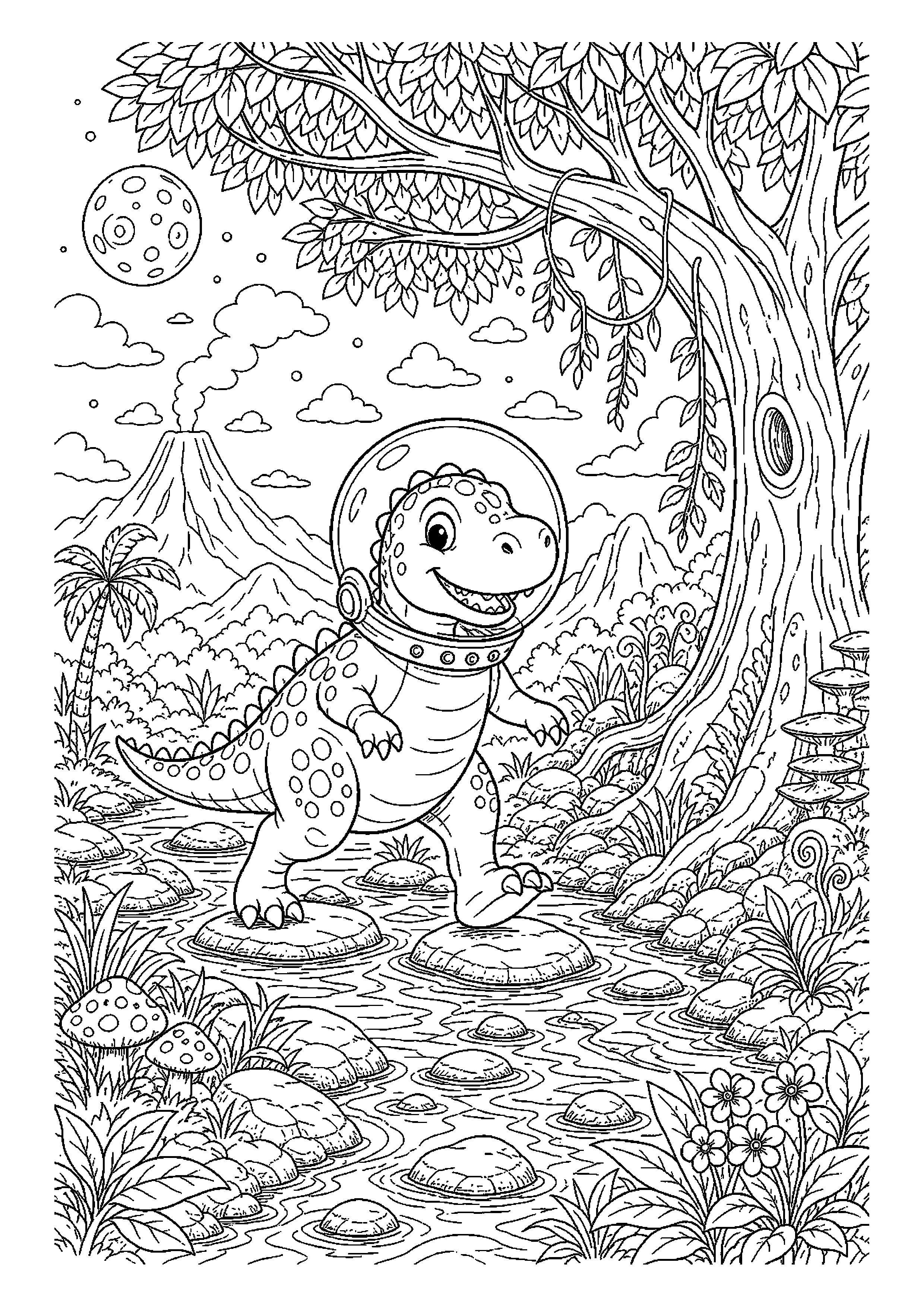 Dinozaur astronauta podczas niezwykłej przygody