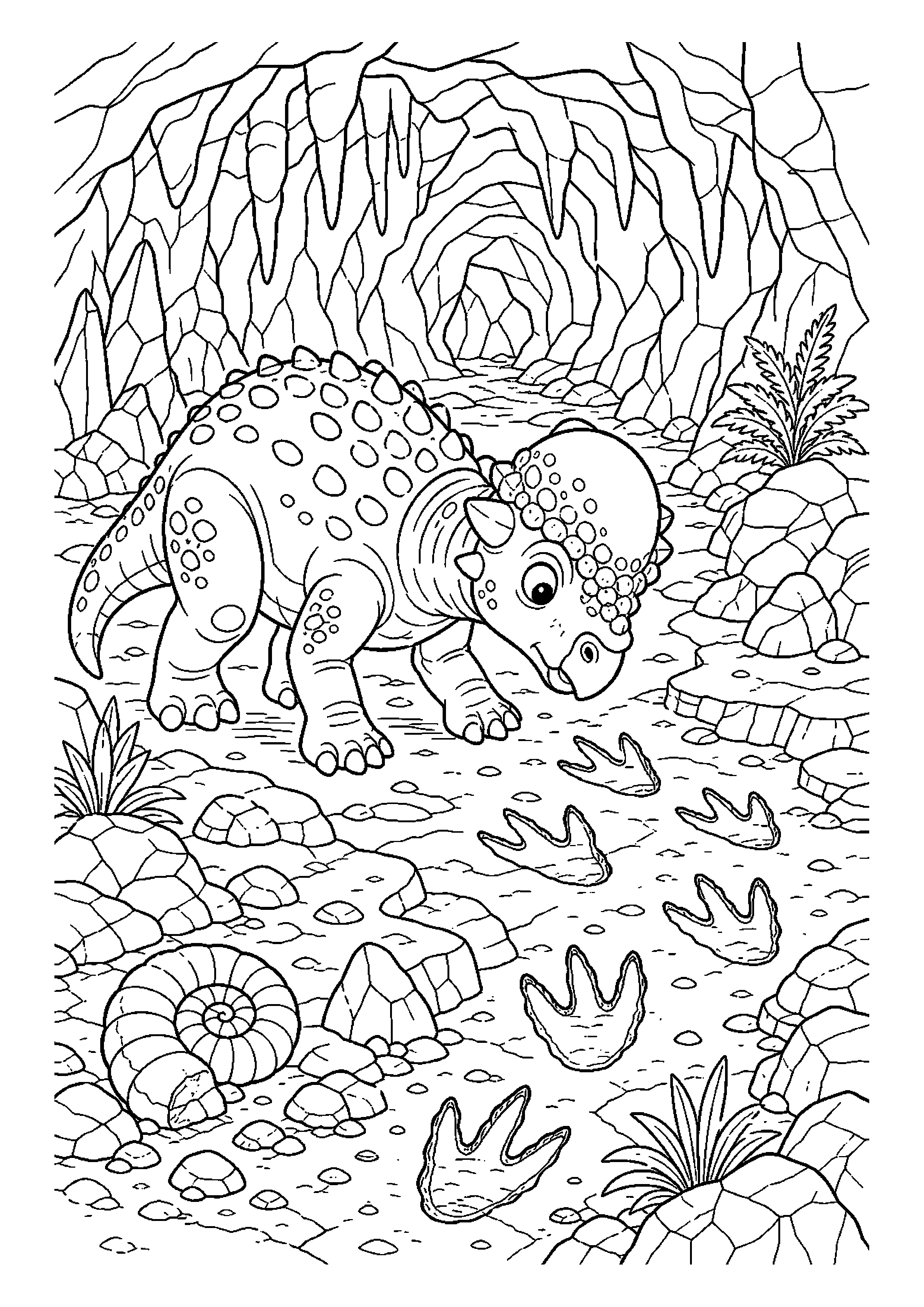 Pachycefalozaur w jaskini