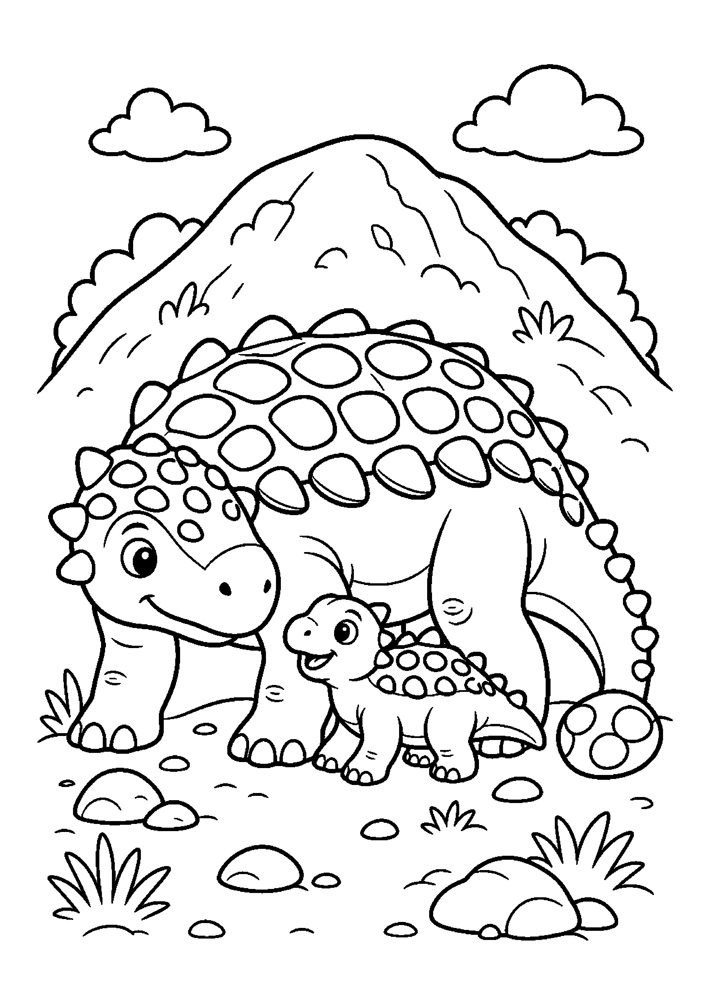 Nodozaur chroni młodego dinozaura