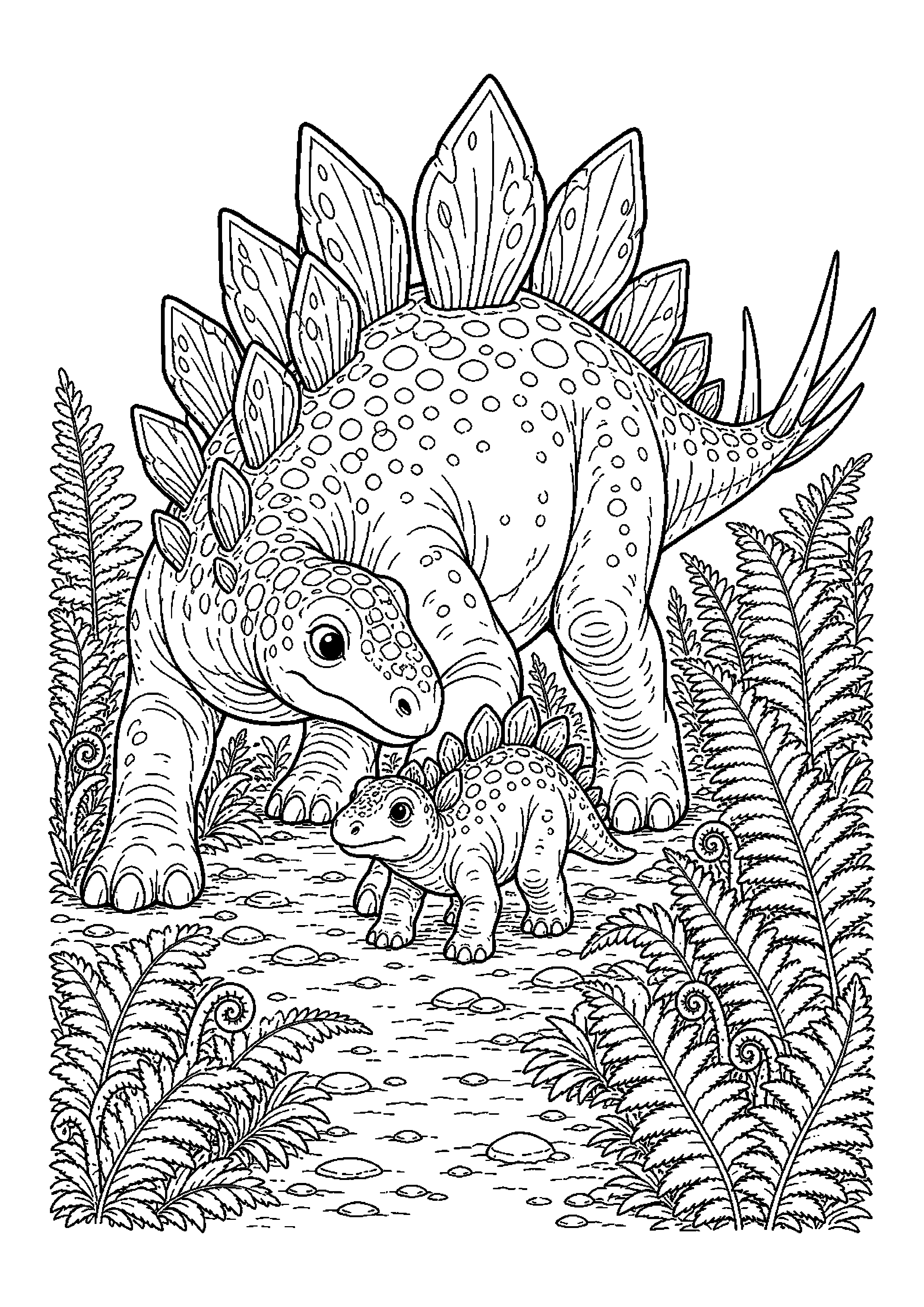 Kentrozaur chroni młodego dinozaura