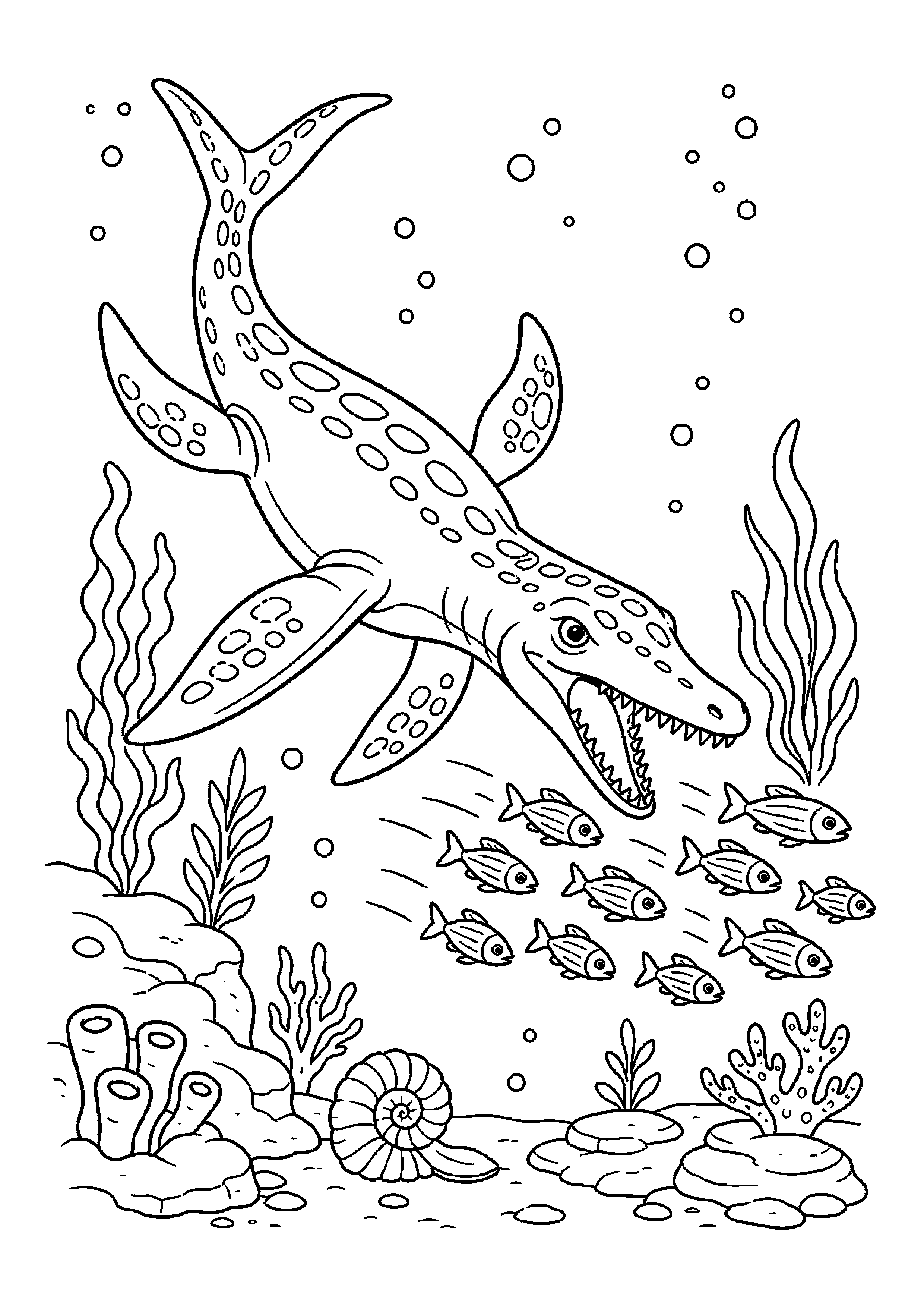 Liopleurodon podąża za ławicą ryb