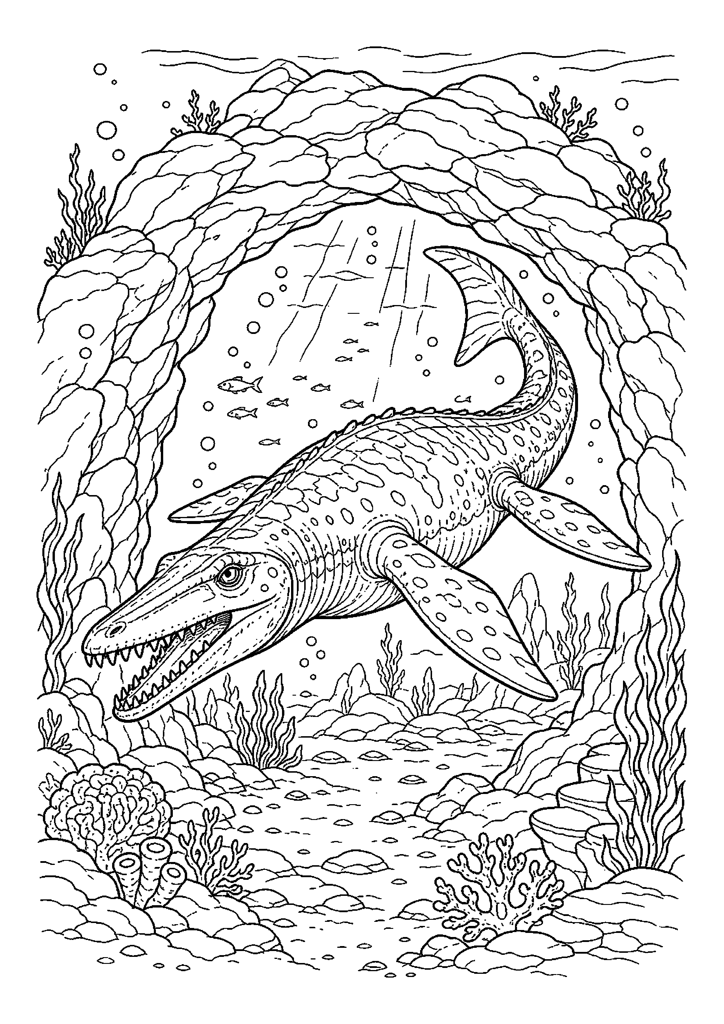 Kronosaur przepływa przez podwodny łuk