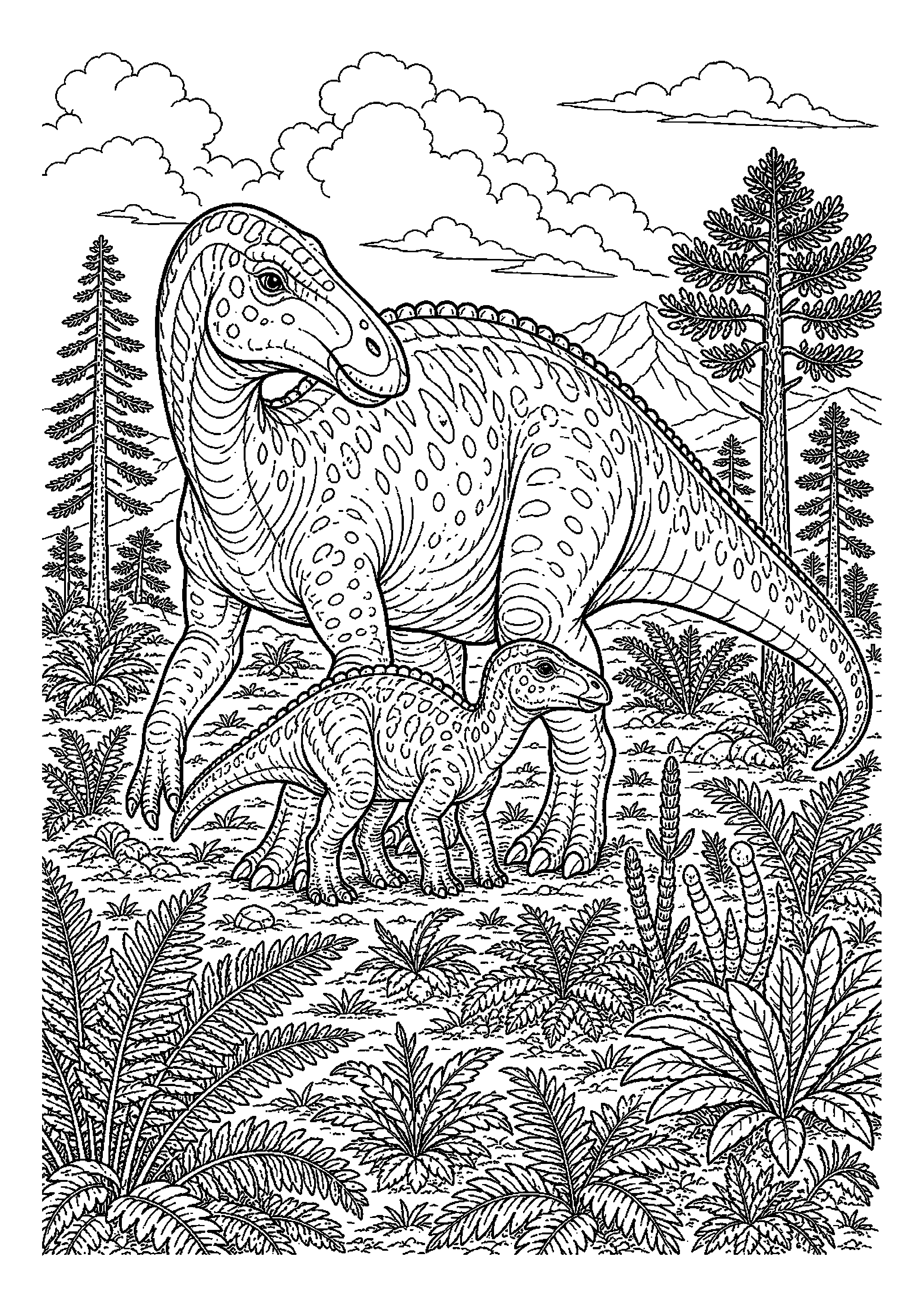 Edmontozaur chroni młodego dinozaura