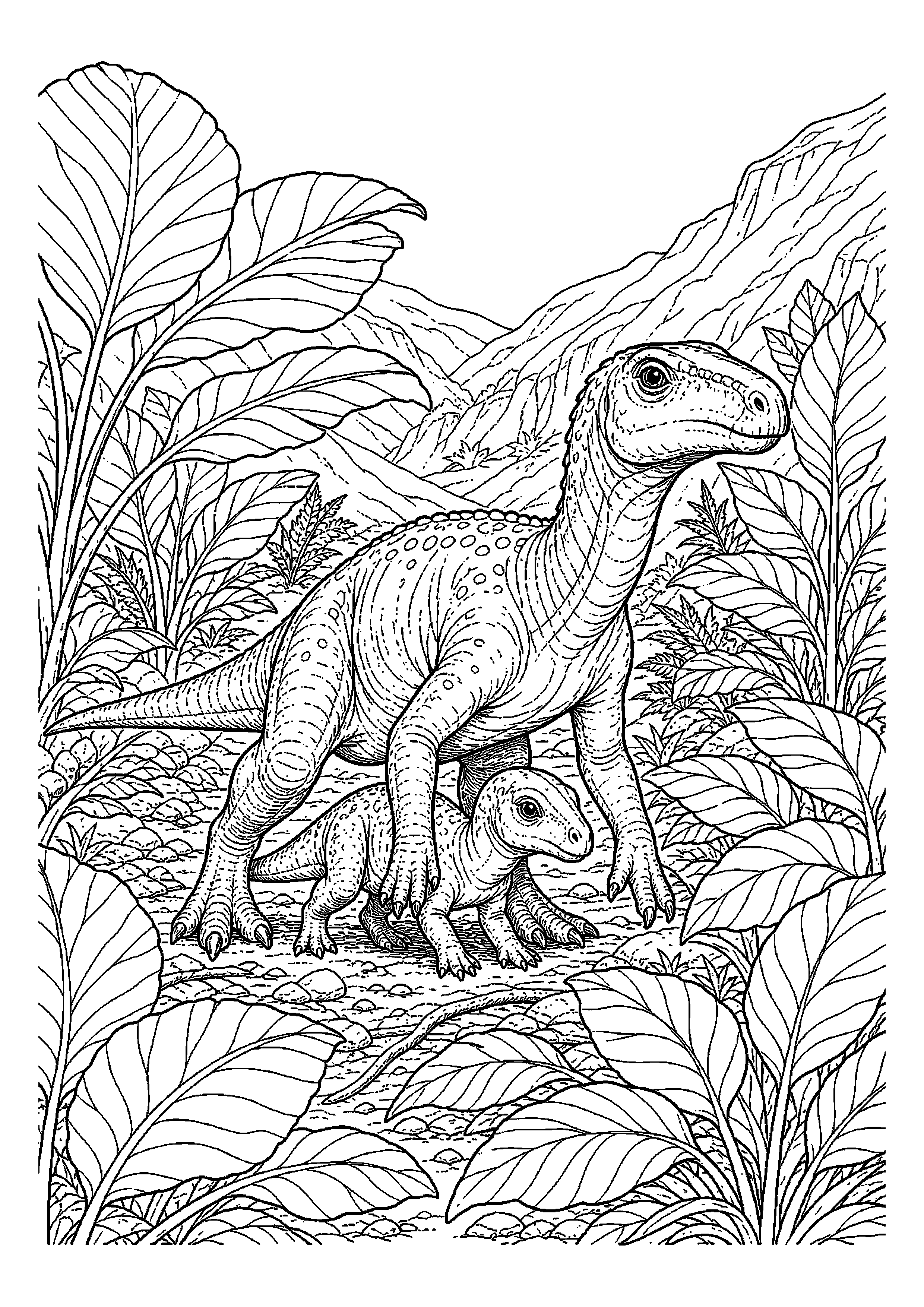 Dryozaur chroni młodego dinozaura