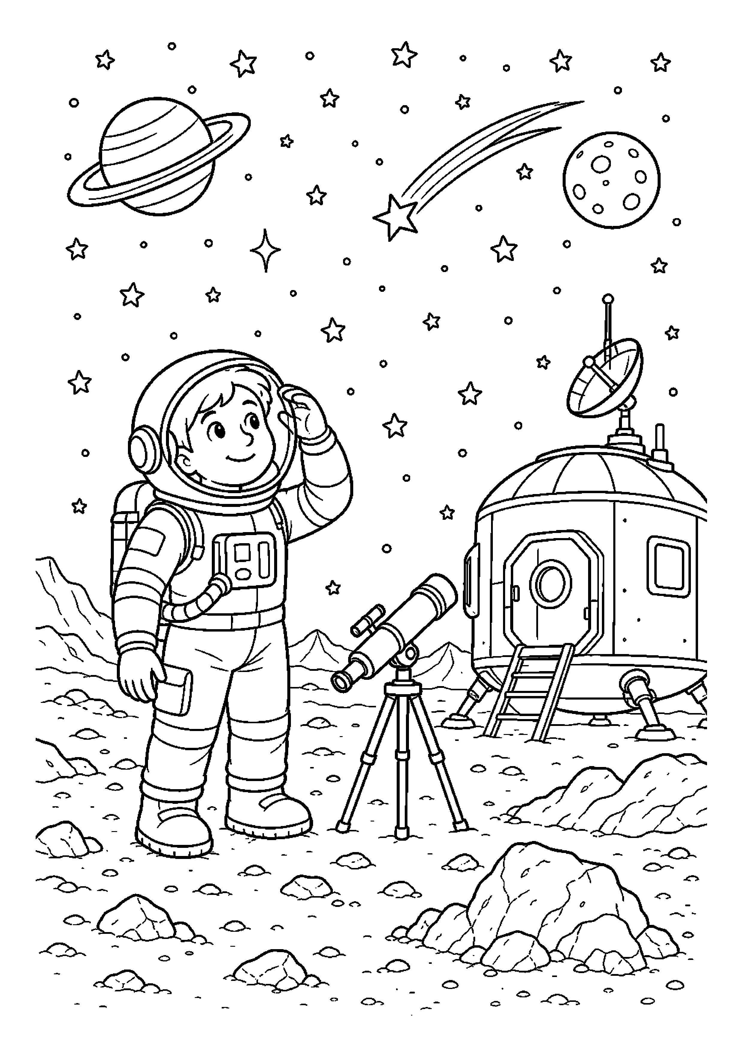 Astronauta pod rozgwieżdżonym niebem