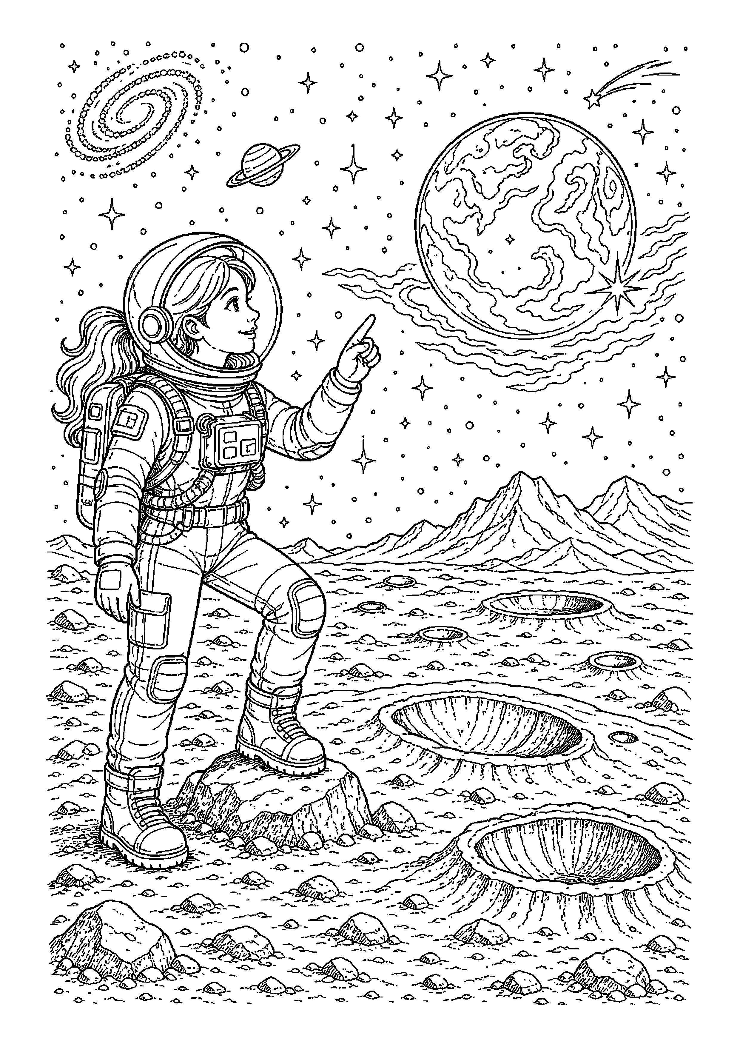 Astronautka na powierzchni Księżyca
