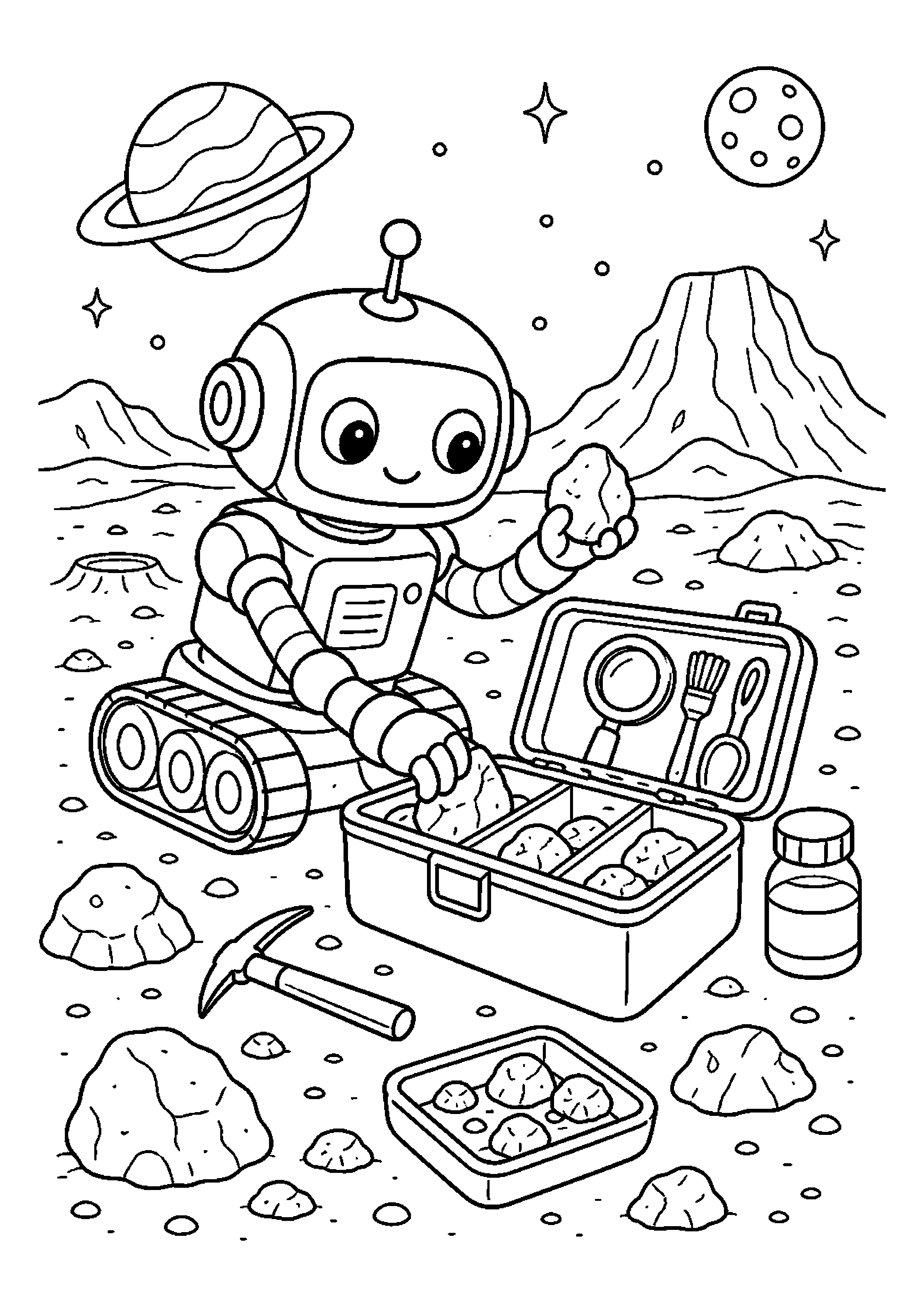 Mały robot zbierający kamienie – porządkuje sprzęt