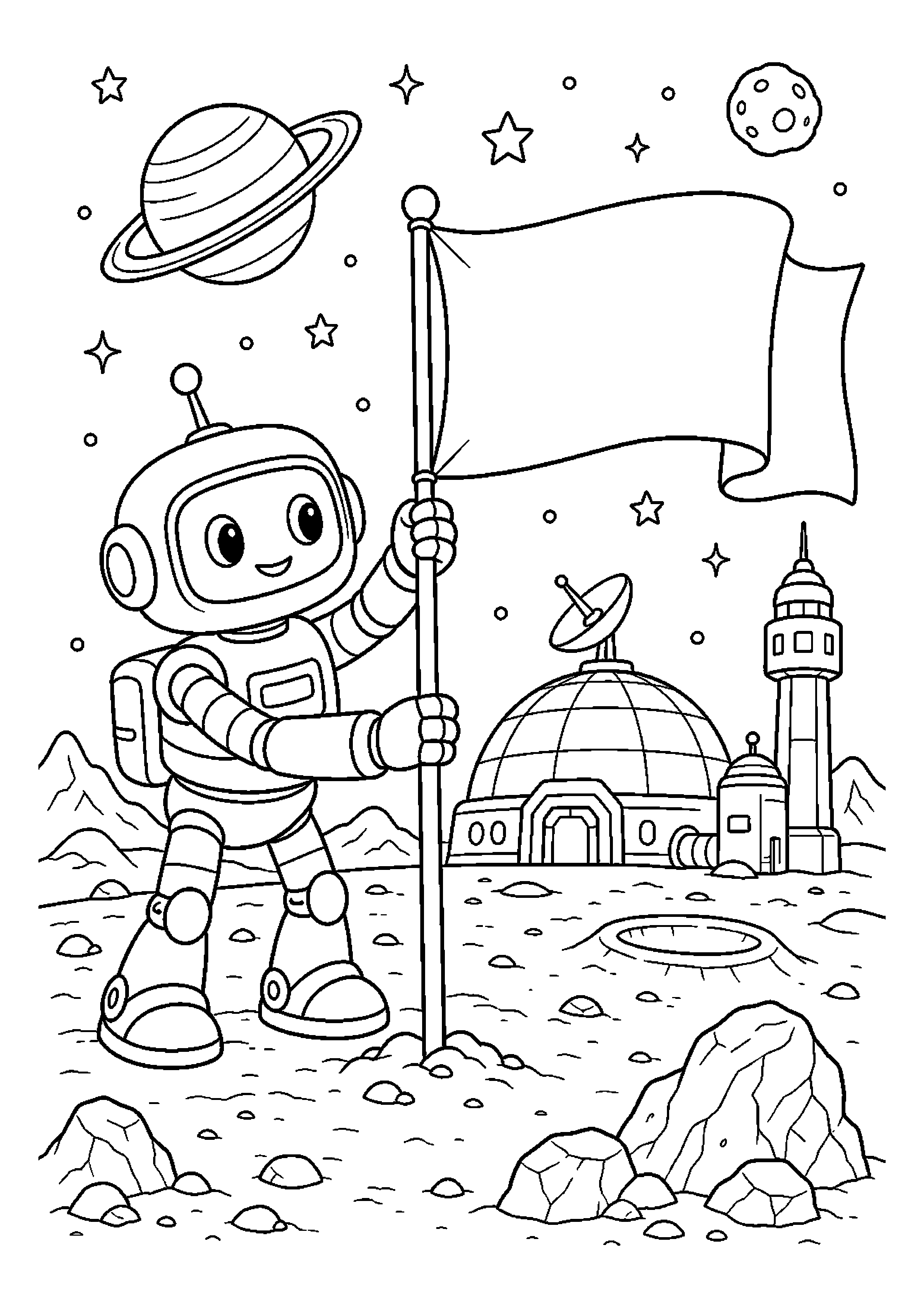 Robot rozwijający flagę bez napisów – realizuje misję badawczą