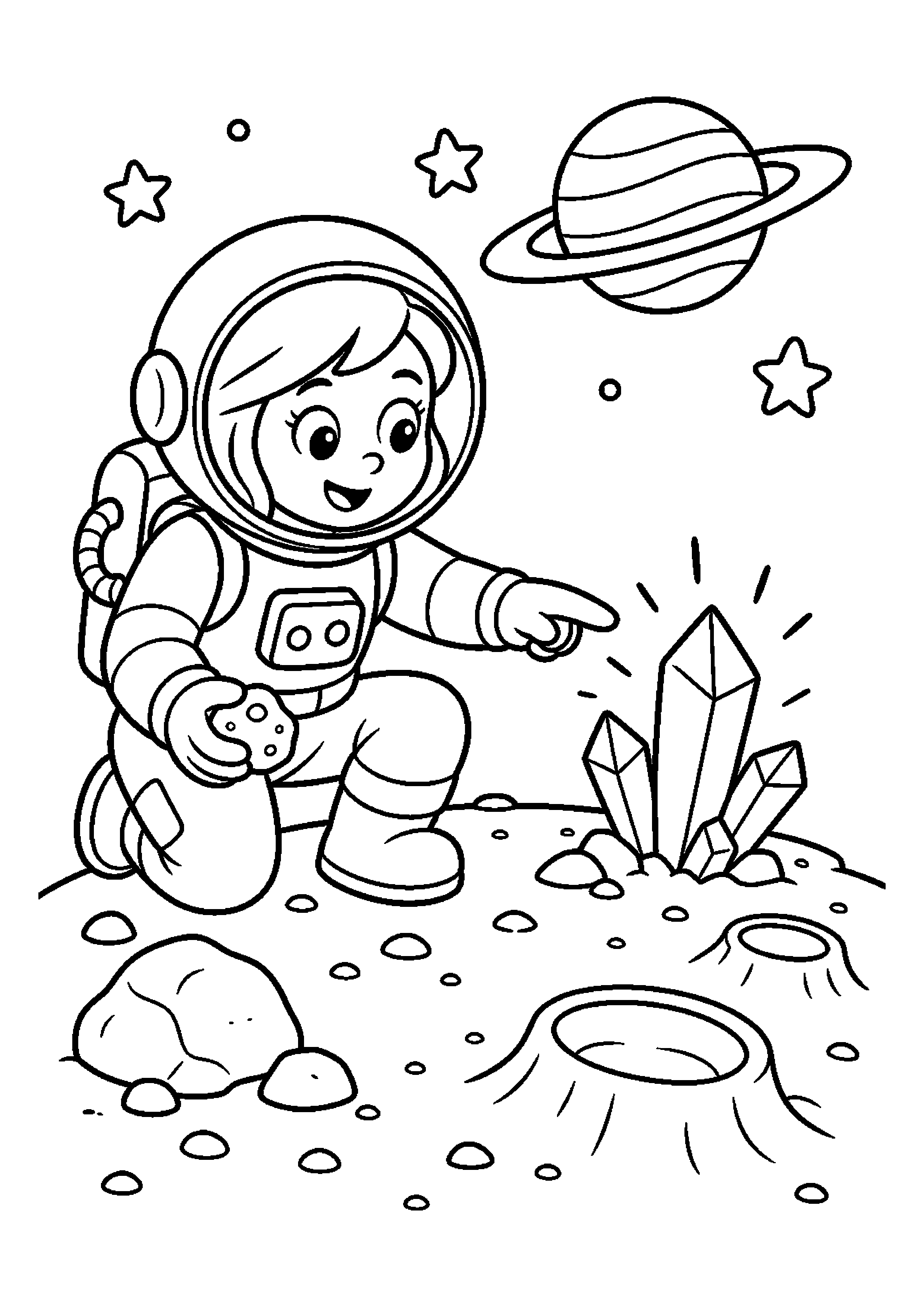 Astronautka pobierająca próbkę skały – odkrywa nowy szczegół otoczenia