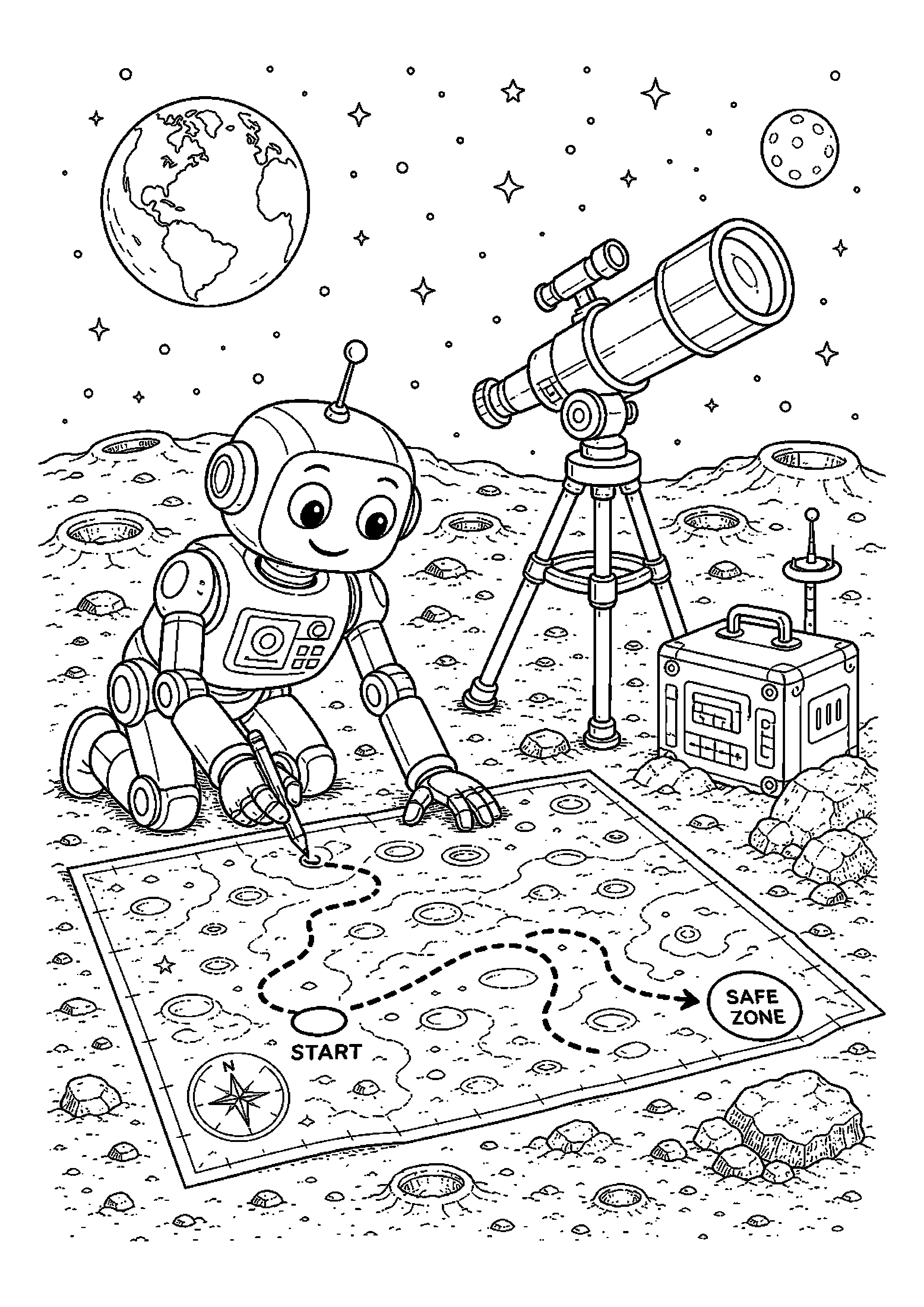 Robot ustawiający teleskop – oznacza bezpieczną trasę