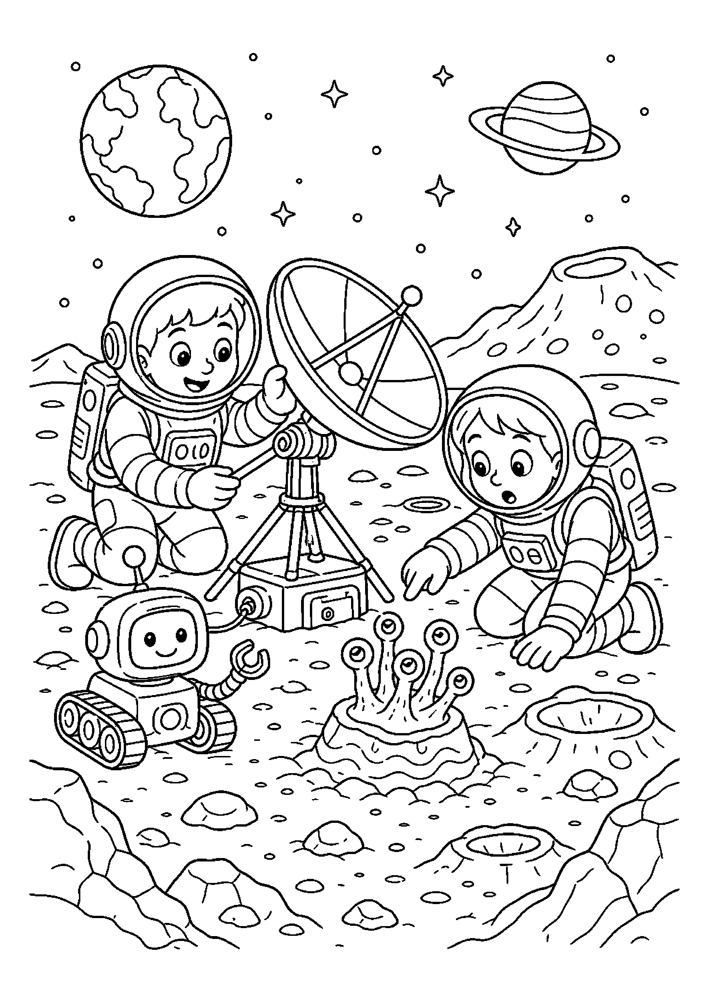 Dwoje astronautów rozkładających antenę – odkrywa nowy szczegół otoczenia