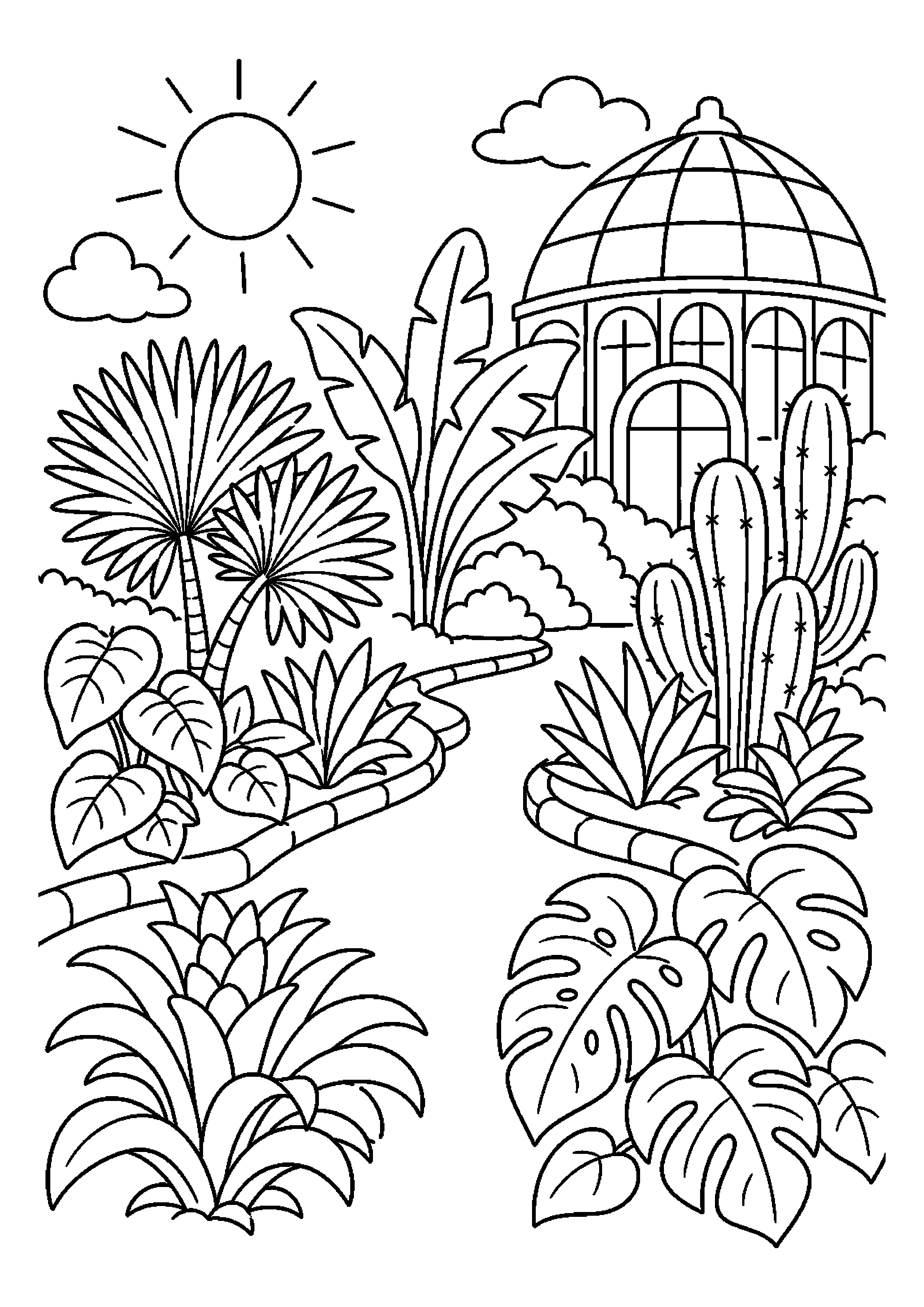 Ogród botaniczny prezentuje egzotyczne rośliny o poranku