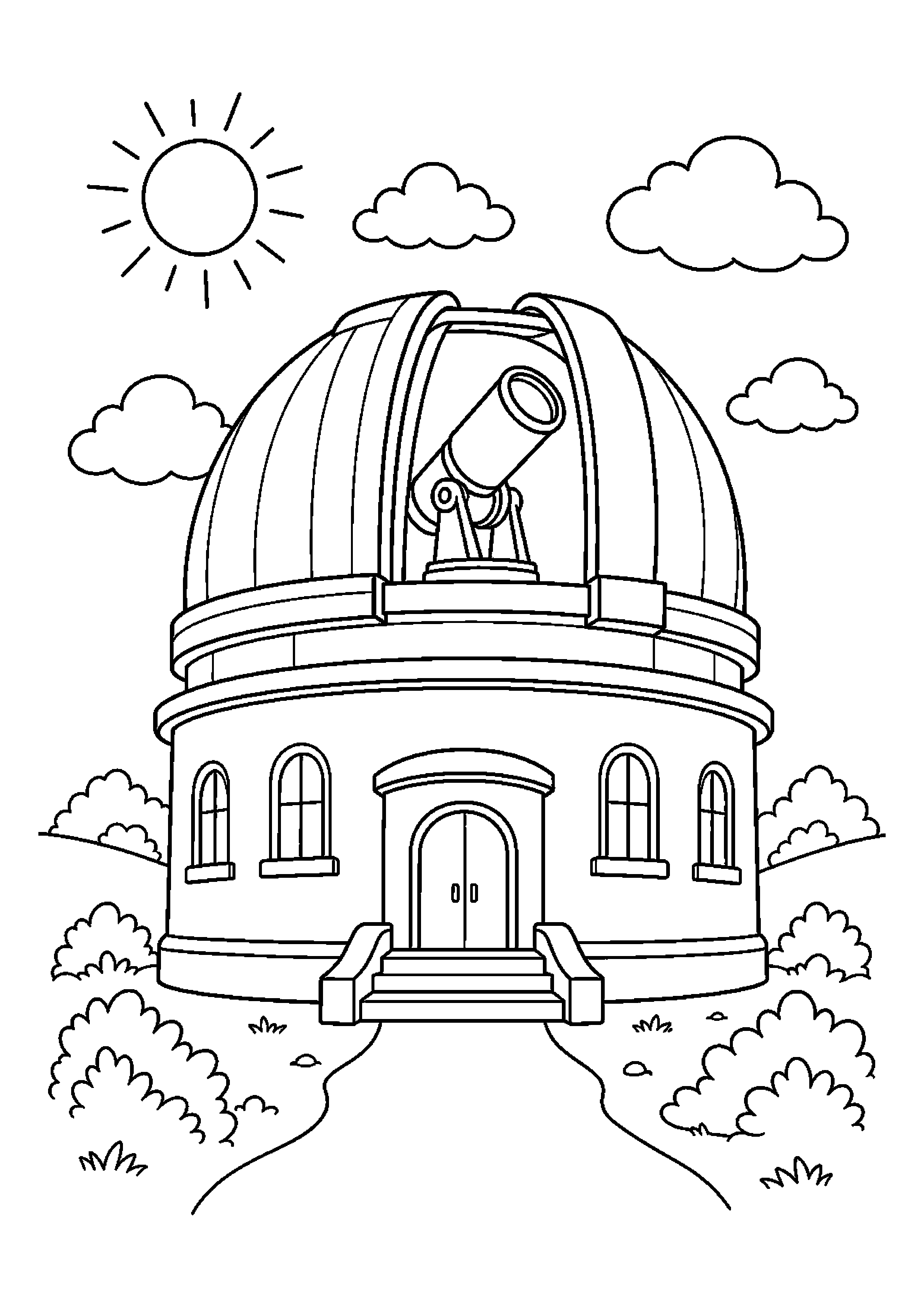 Obserwatorium astronomiczne ma dużą kopułę w pogodny dzień