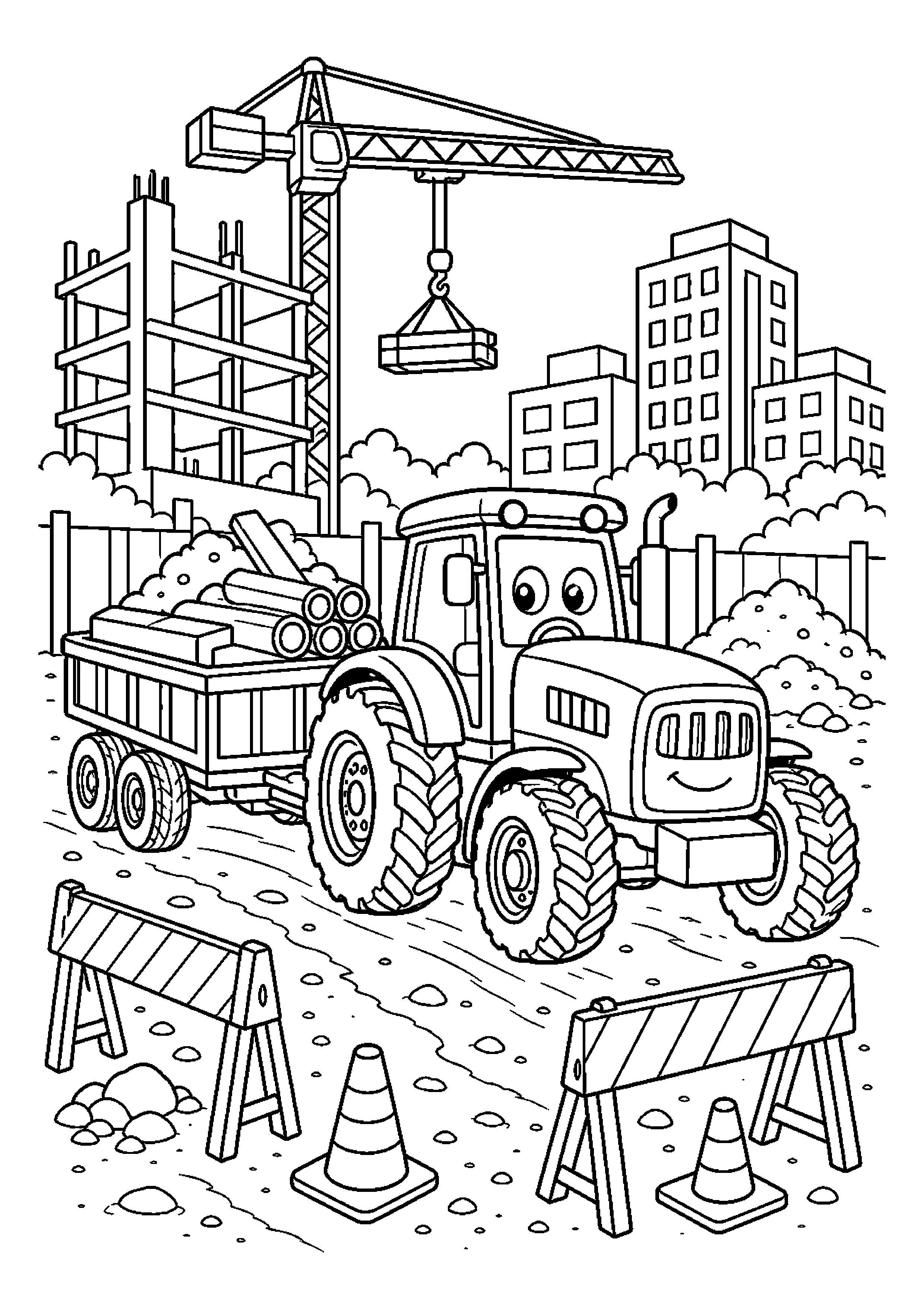 Traktor na budowie