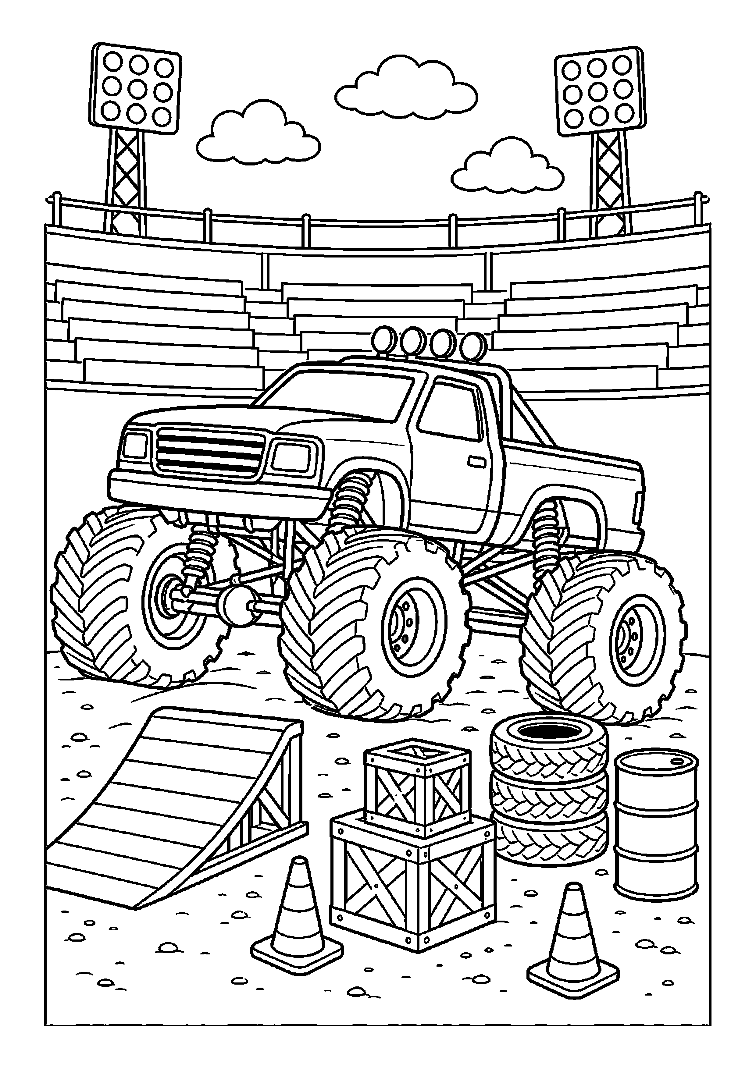 Monster truck omija łagodne przeszkody