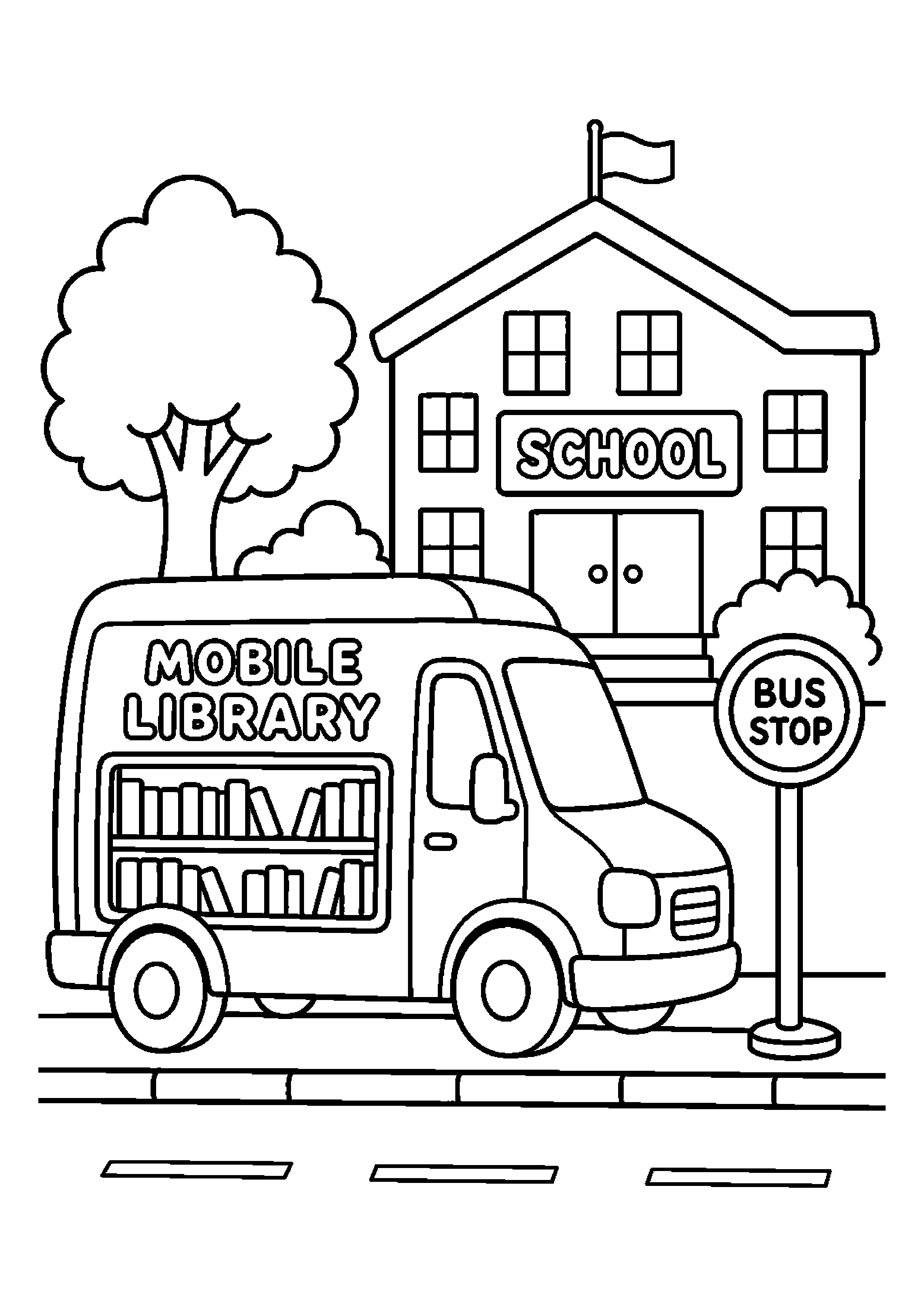 Mobilna biblioteka zatrzymuje się na przystanku