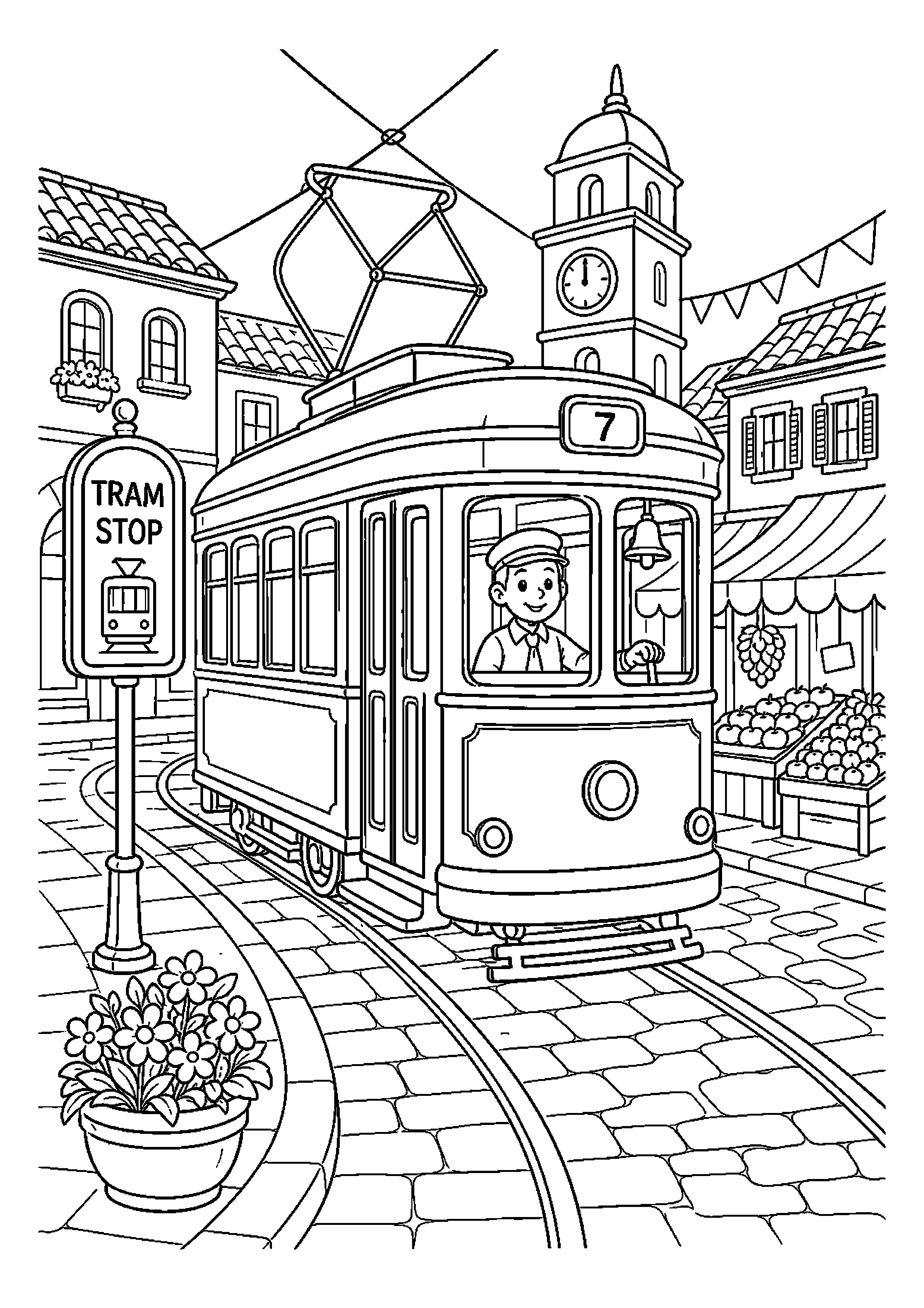 Wagonik tramwaju retro zatrzymuje się na przystanku