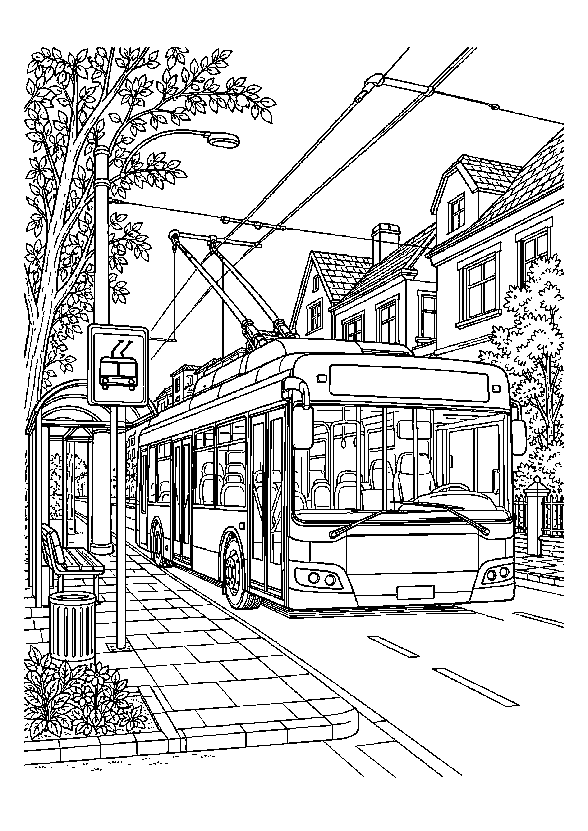 Trolejbus zatrzymuje się na przystanku