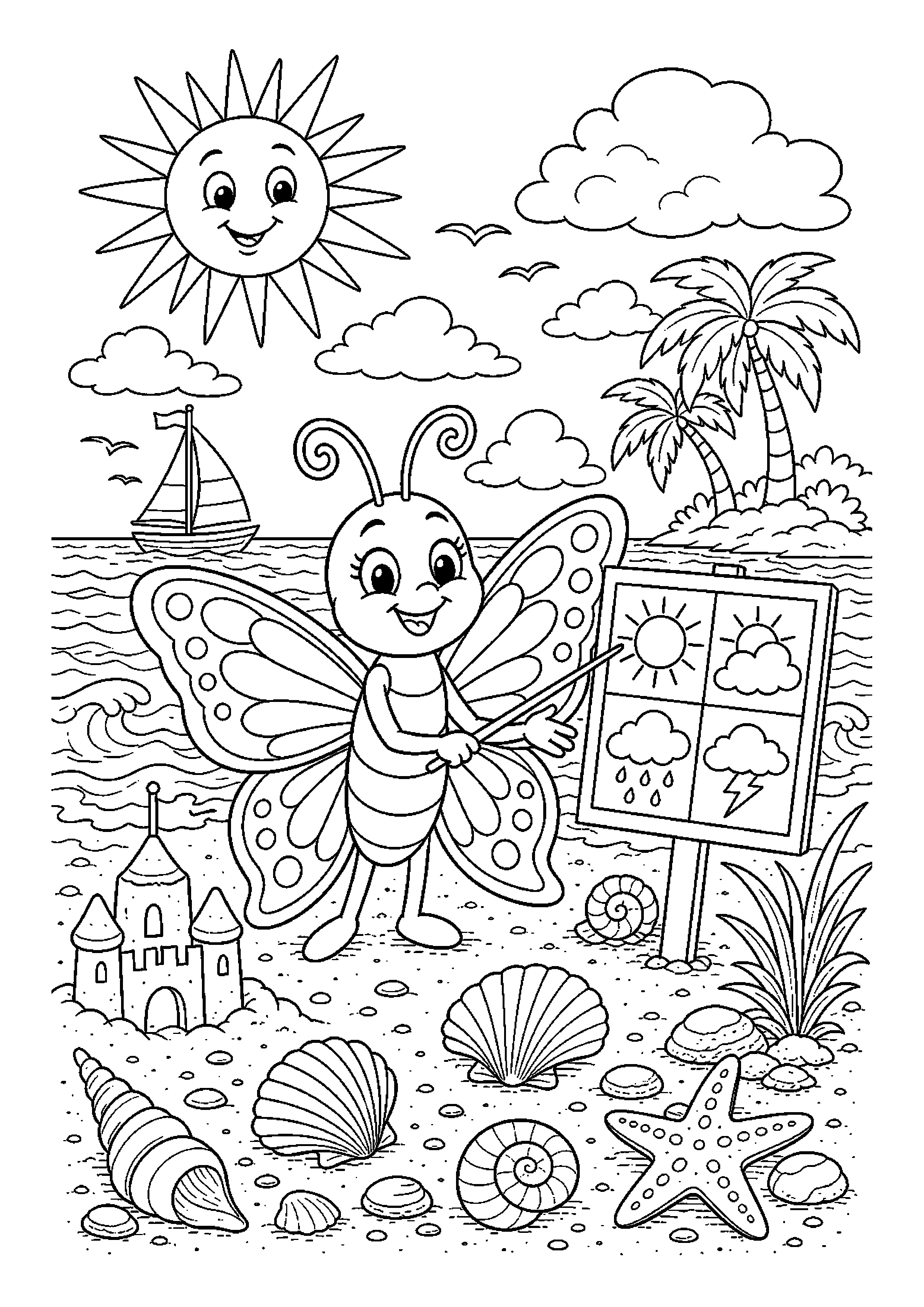 Letni motyl na plaży
