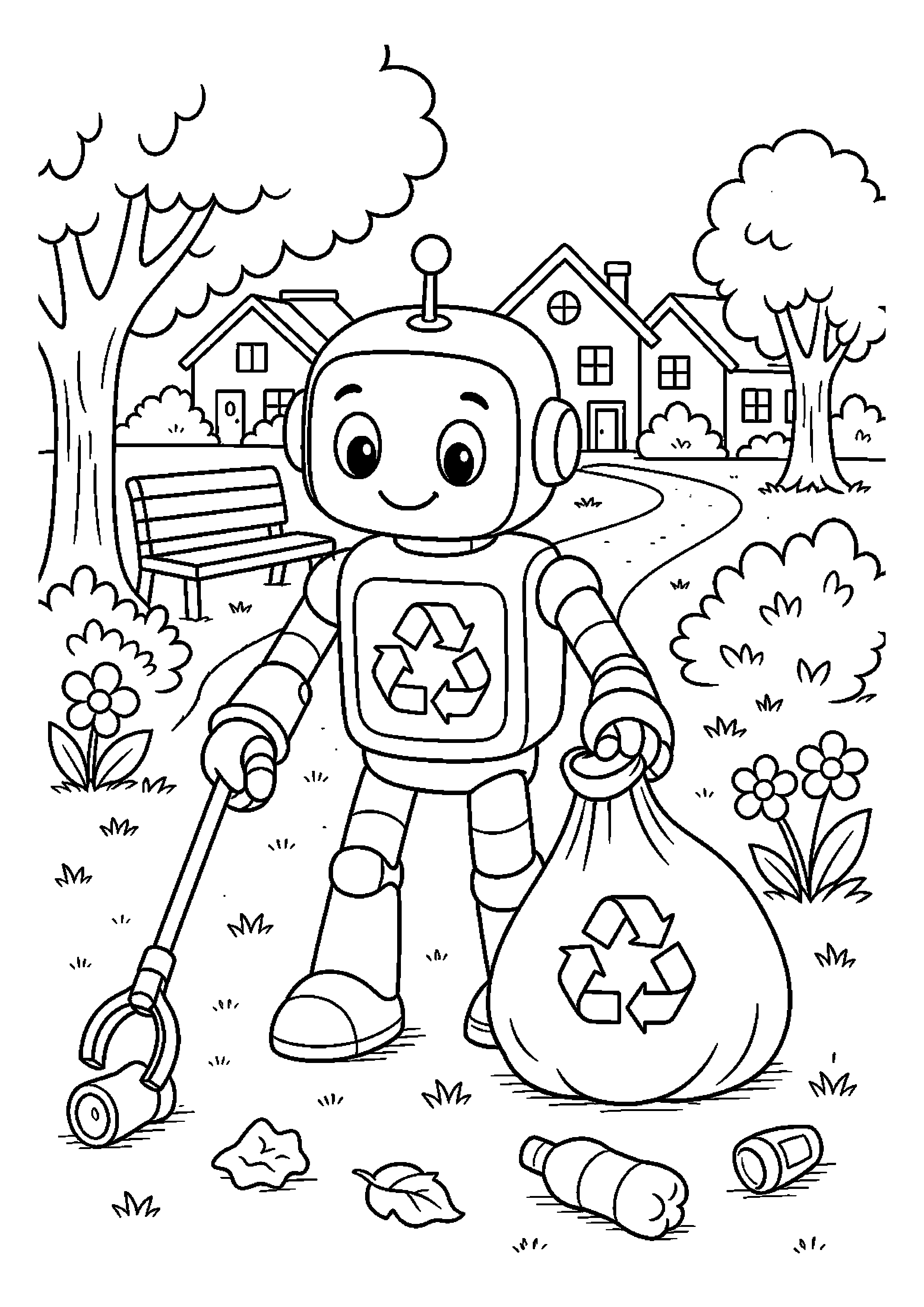 Robot recyklingowy czyści park na osiedlu