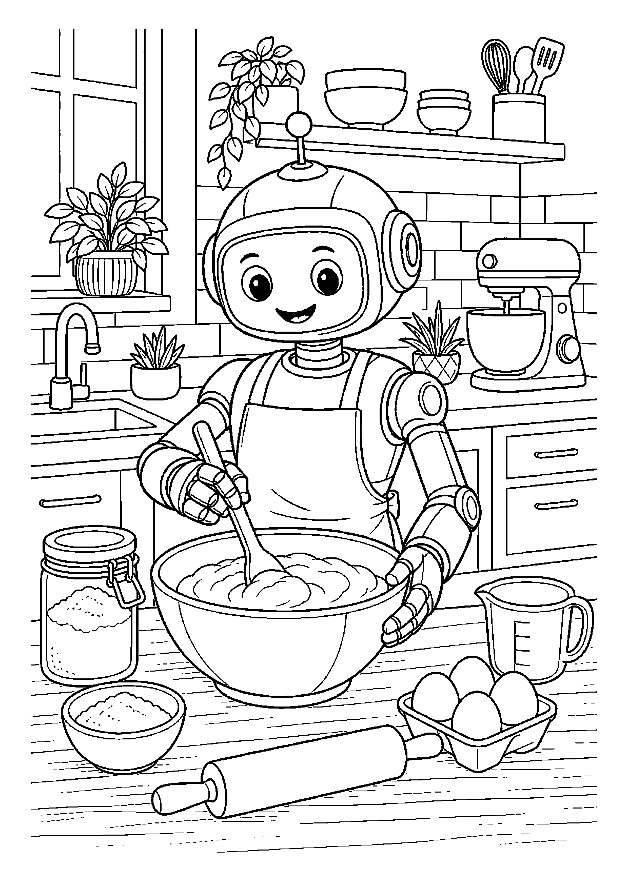 Robot kuchenny miesza ciasto w nowoczesnej kuchni