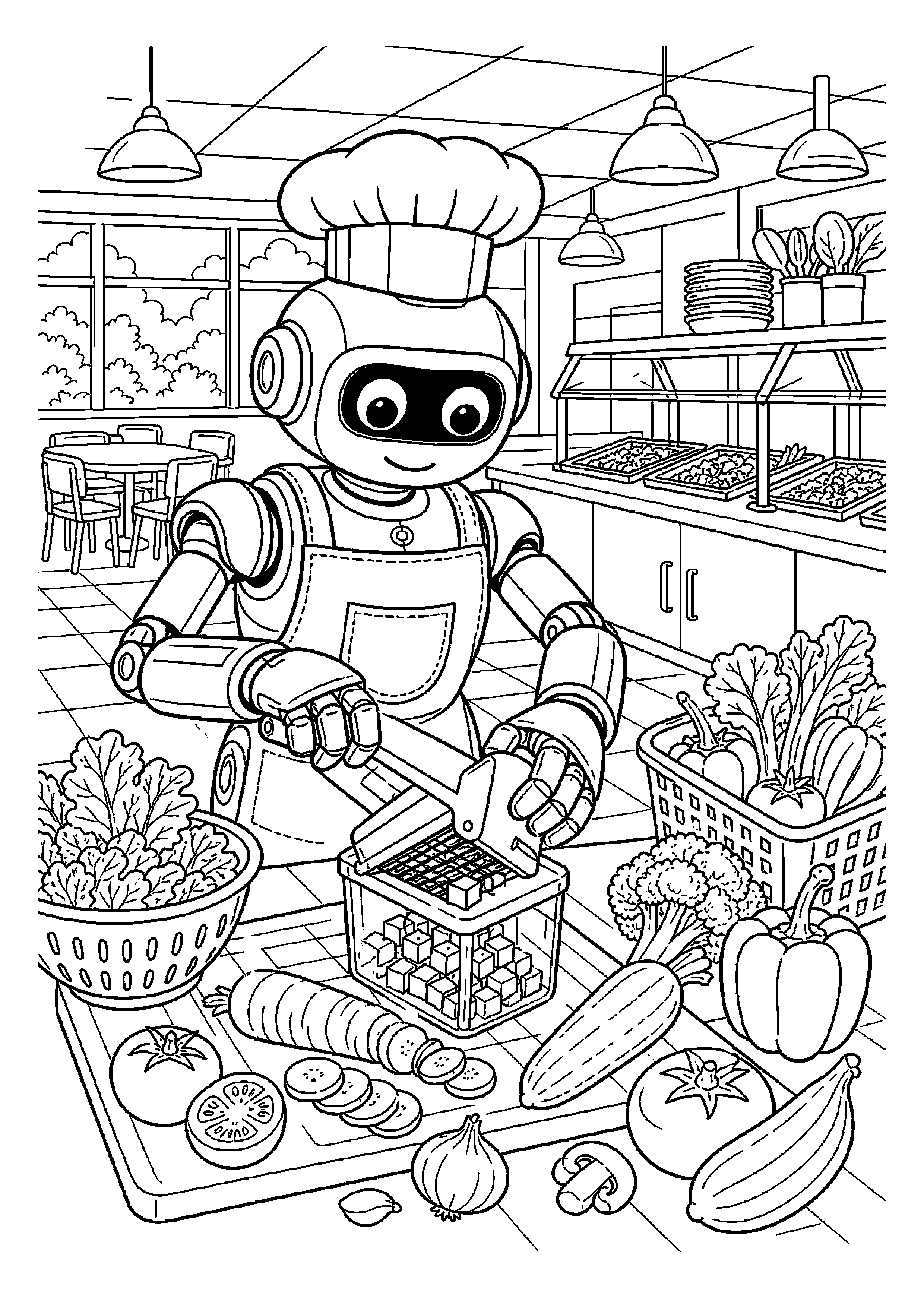 Robot kuchenny kroi warzywa bezpiecznym narzędziem w szkolnej stołówce