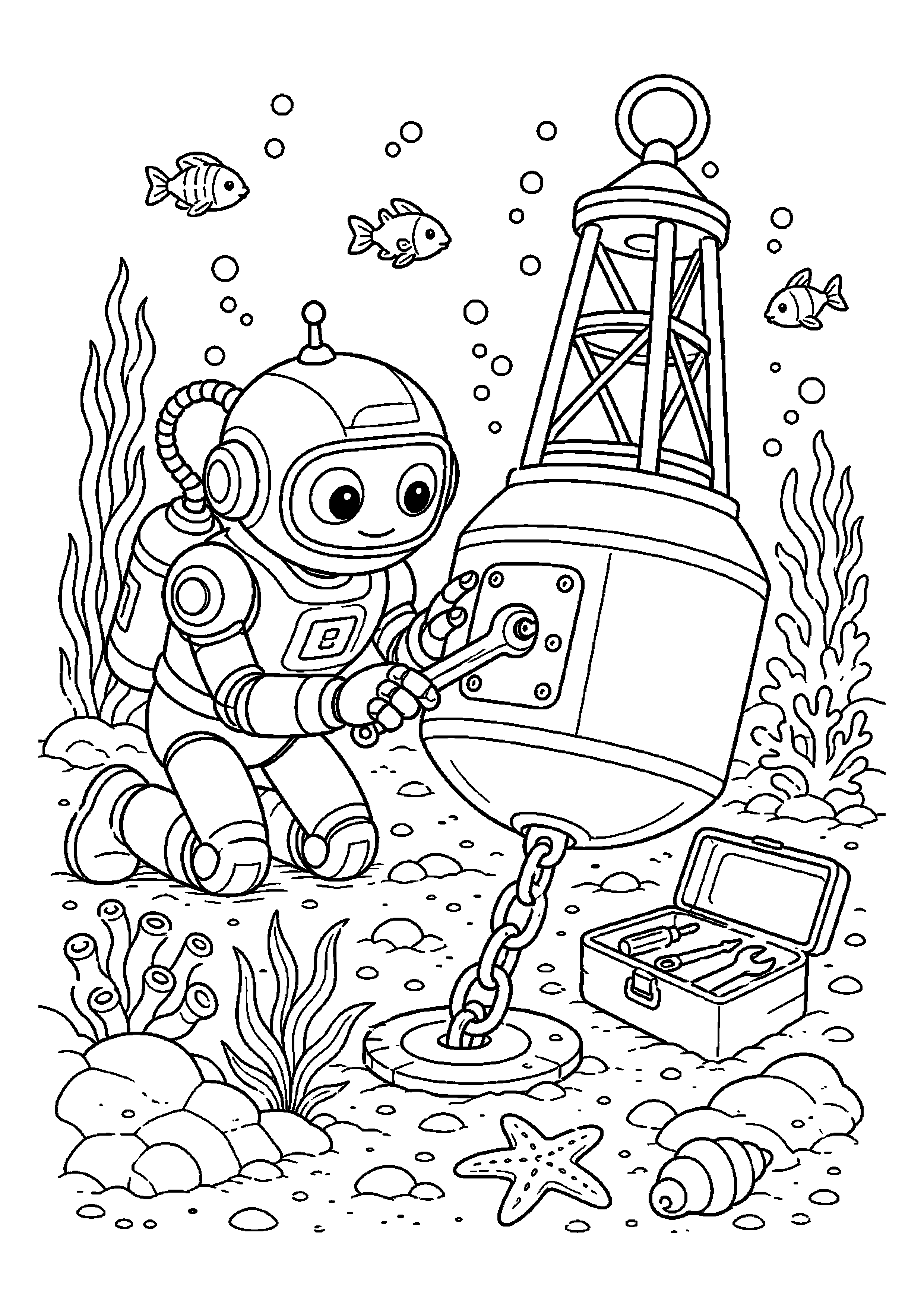 Robot badacz oceanu naprawia boję na dnie zatoki